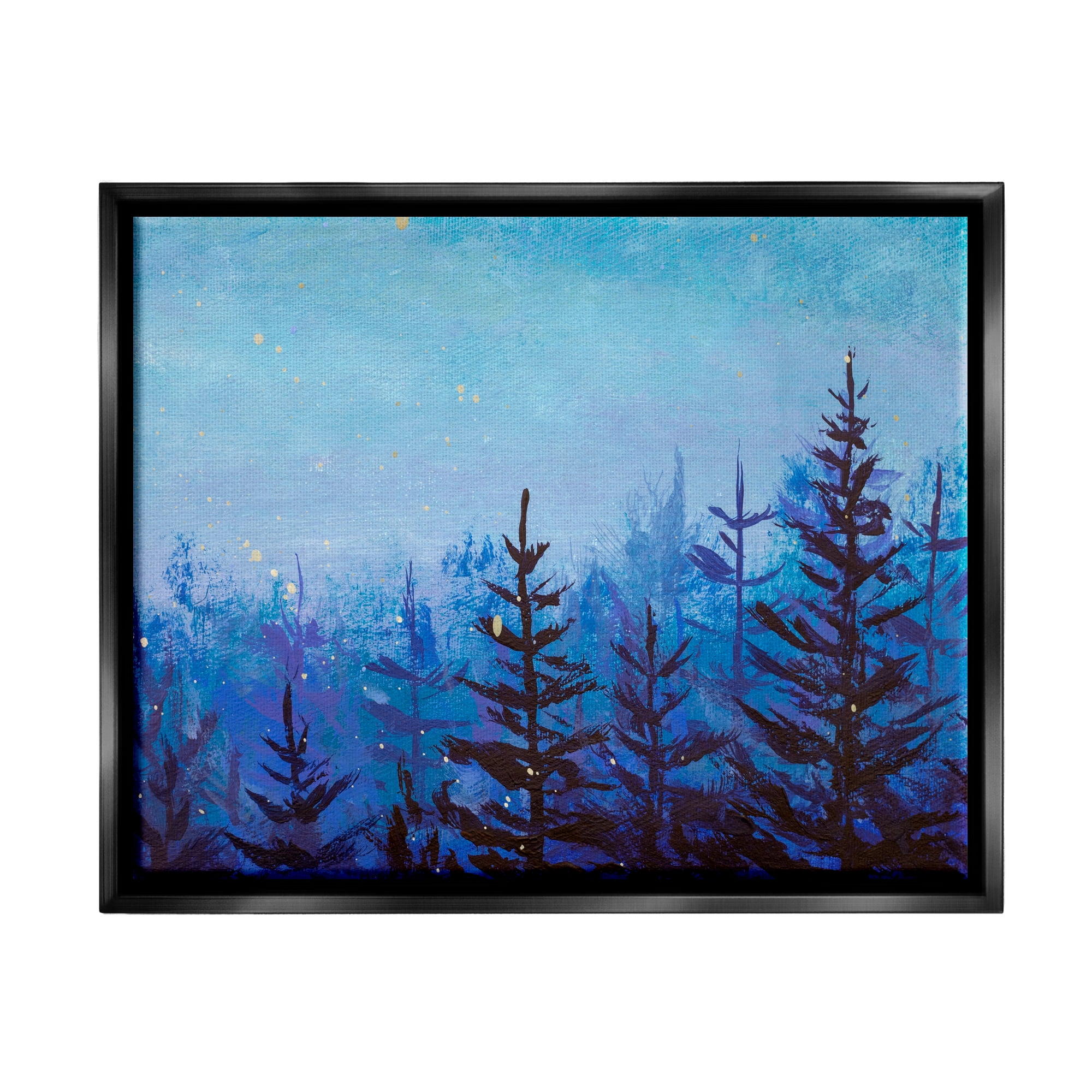 Stupell Industries Foggy Magical Forest Nature Painting Black Floater Framed Art Print Wall Art, 31 x 25