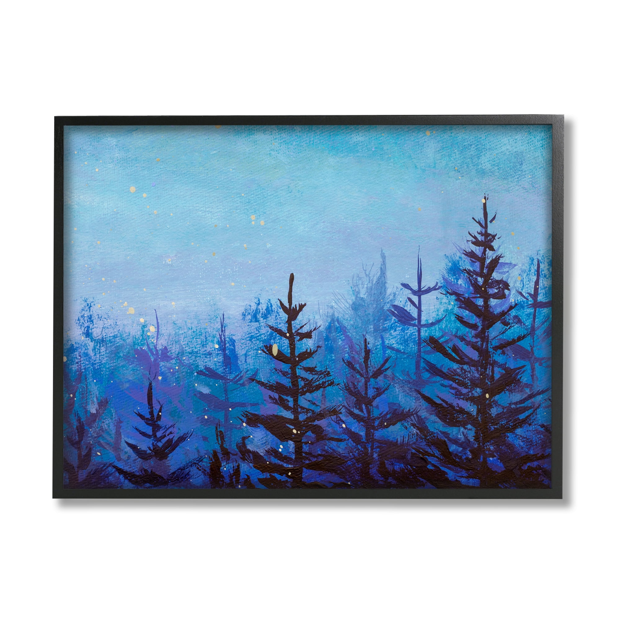 Stupell Industries Foggy Magical Forest Nature Painting Black Framed Art Print Wall Art, 30 x 24