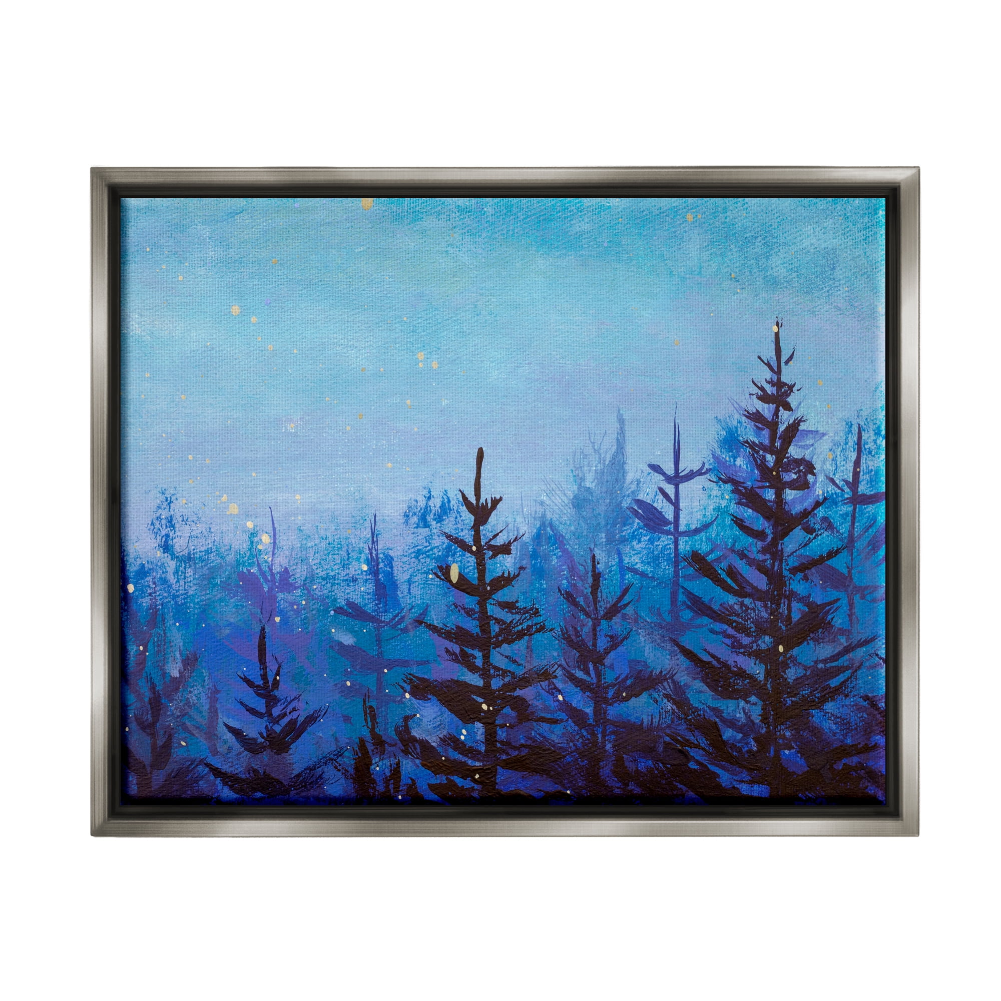 Stupell Industries Foggy Magical Forest Nature Painting Gray Floater Framed Art Print Wall Art, 21 x 17