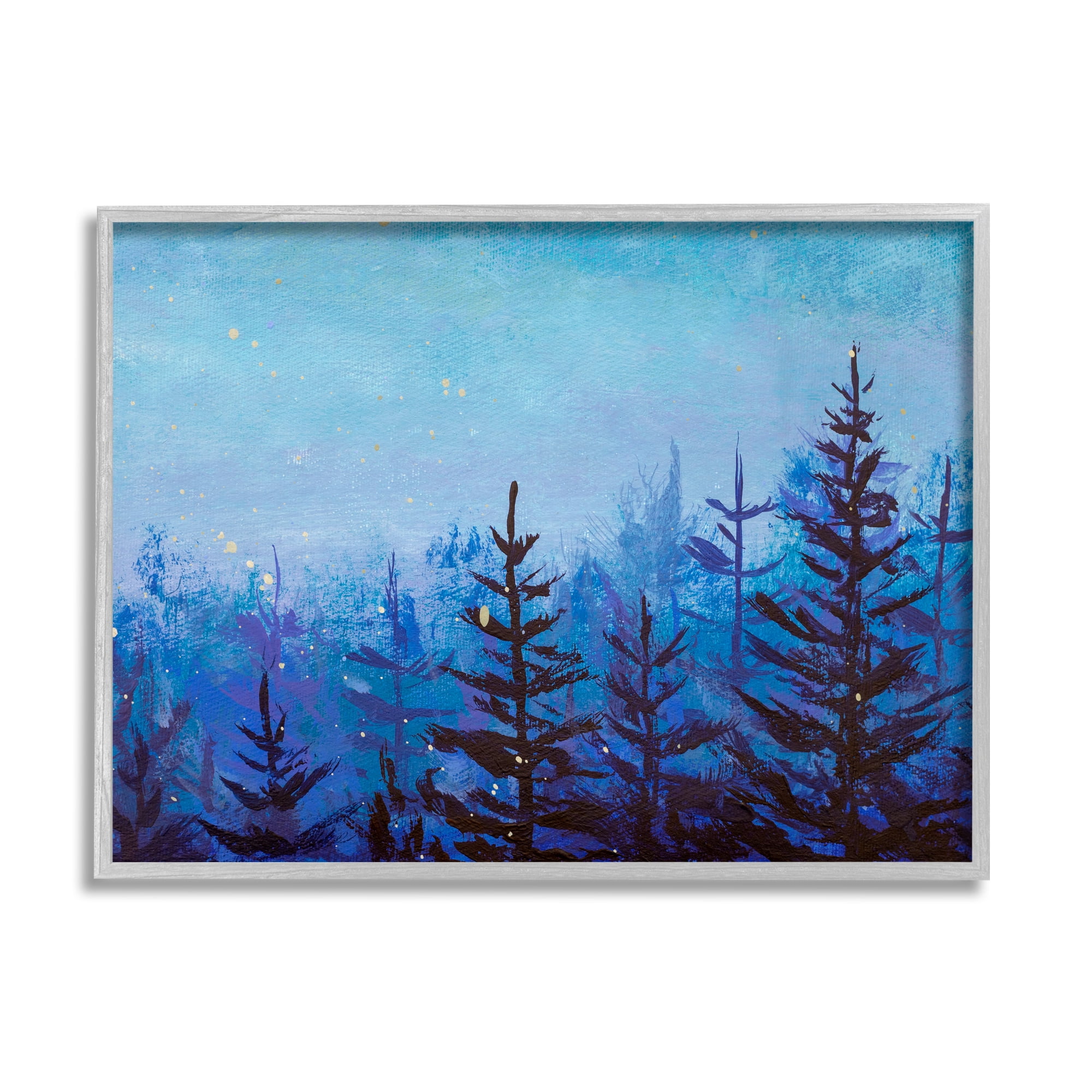 Stupell Industries Foggy Magical Forest Nature Painting Gray Framed Art Print Wall Art, 14 x 11