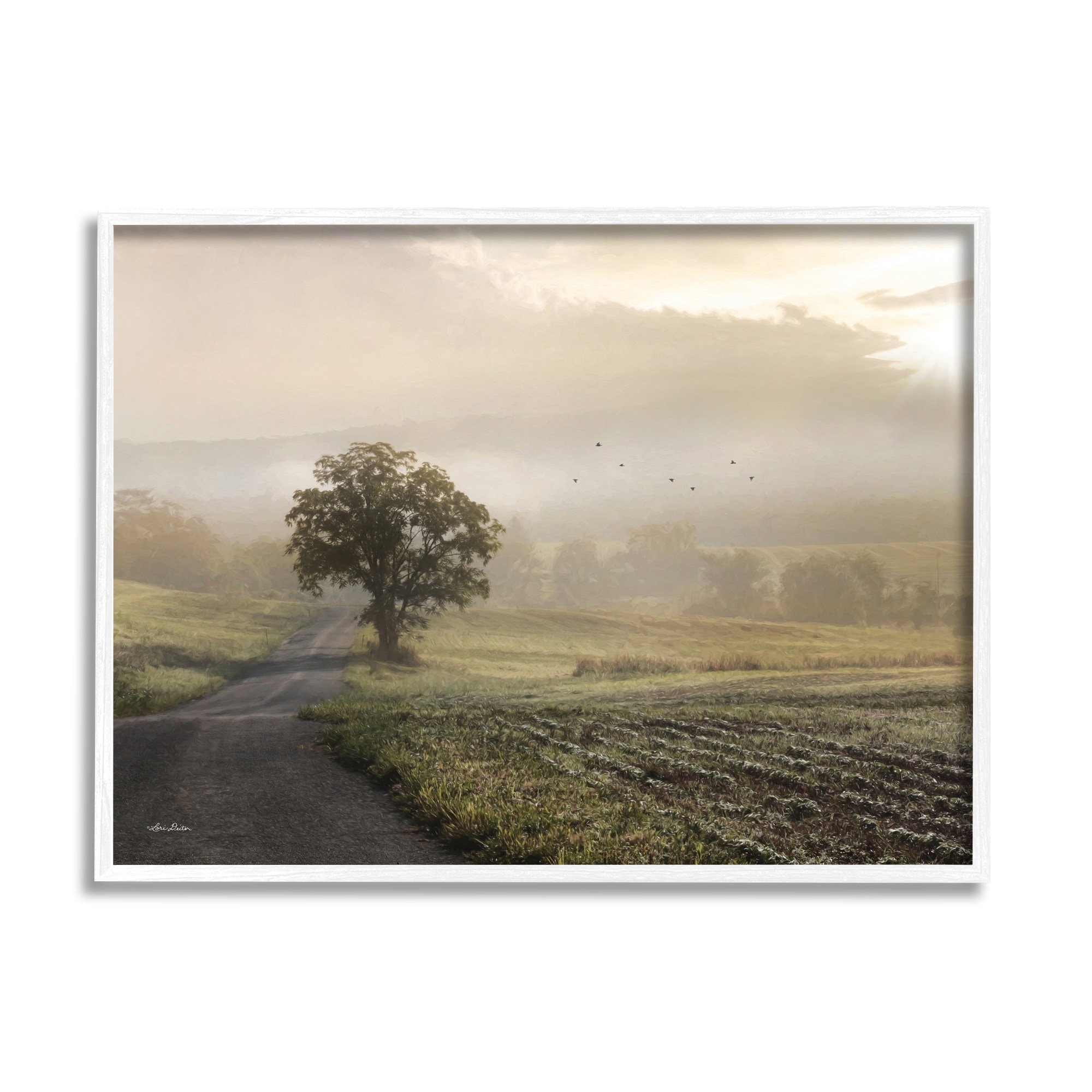 Stupell Industries Foggy Misty Morning Lone Tree Farmland Field, 30 x 24, Design by Lori Deiter