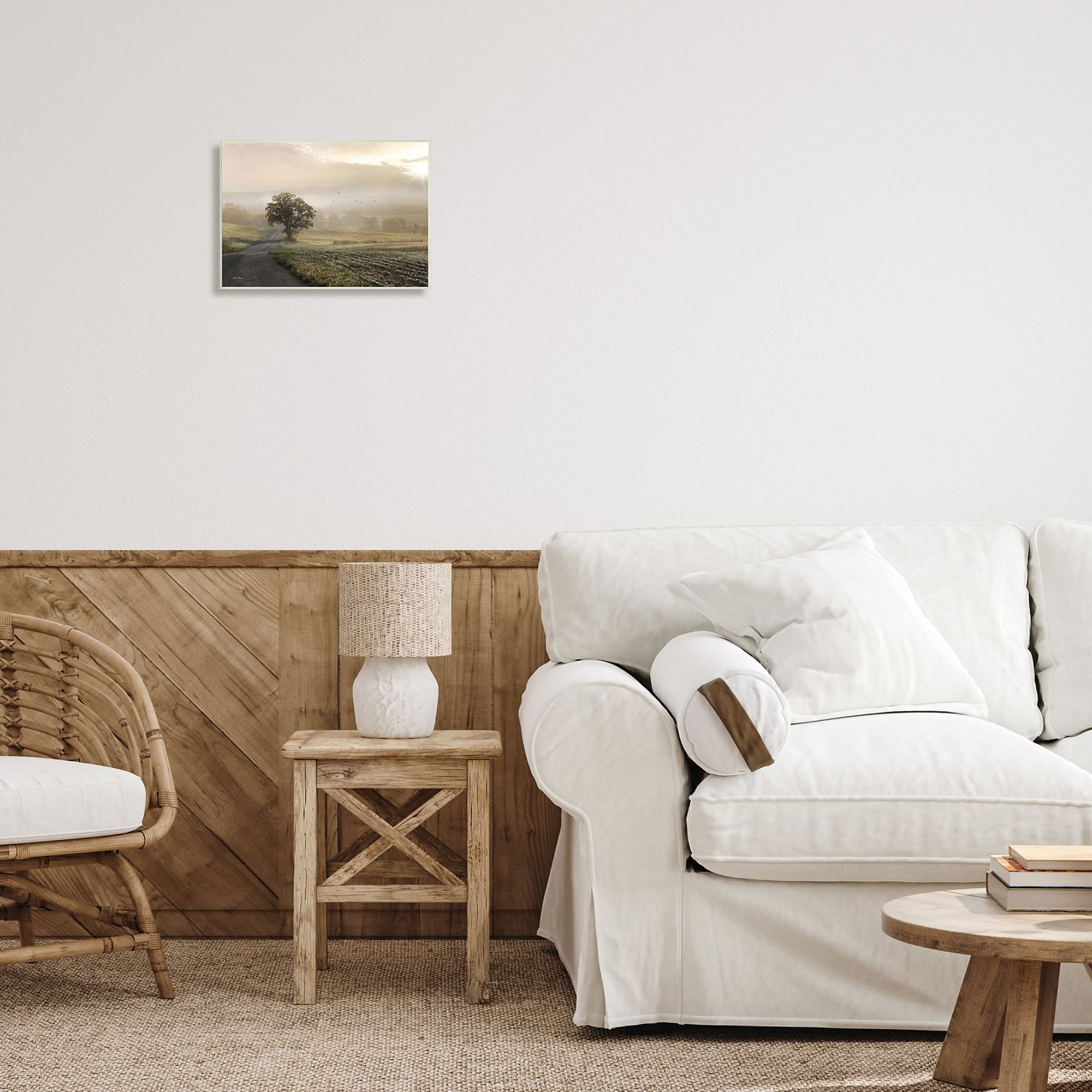 Stupell Industries Foggy Misty Morning Lone Tree Farmland Field Photography Unframed Art Print Wall Art, 15x10, by Lori Deiter