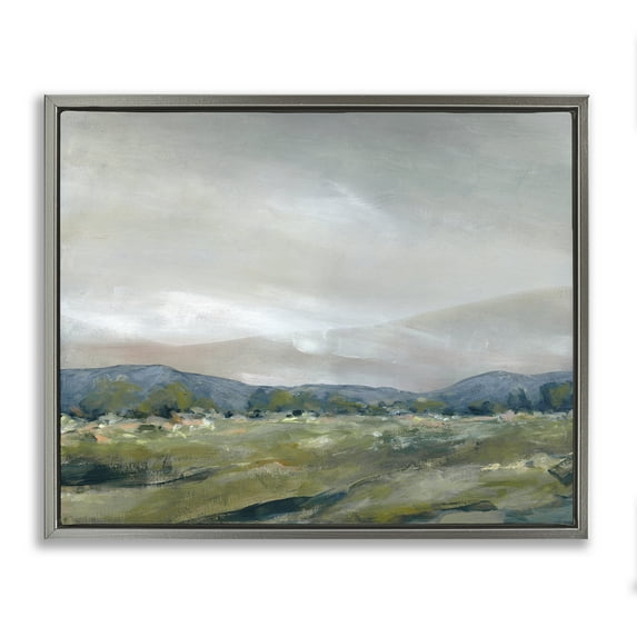 Stupell Industries Foggy Morning Mountains Landscape & Nature Painting Gray Floater Framed Canvas Art Print Wall Art, 21 x 17