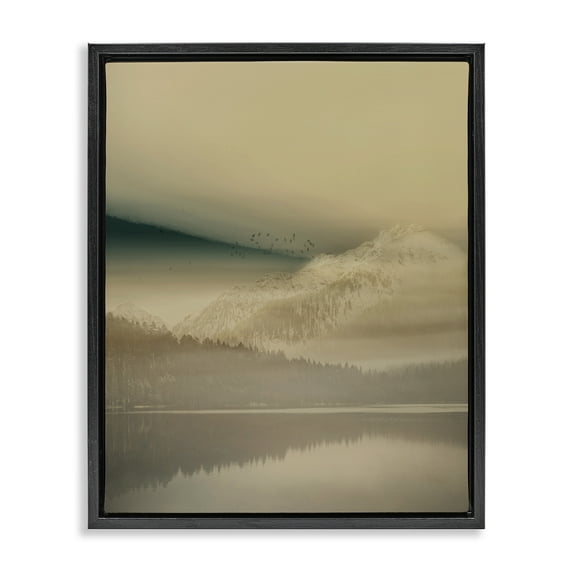 Stupell Industries Foggy Mountain Awakening Black Framed Floater Canvas Wall Art design by Gemma Bardot, 21 x 17