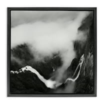 Stupell Industries Foggy Mountain Crags Abstract Photography Black Floater Framed Canvas Art Print Wall Art, 18 x 18