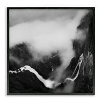 Stupell Industries Foggy Mountain Crags Abstract Photography Black Framed Art Print Wall Art, 12 x 12