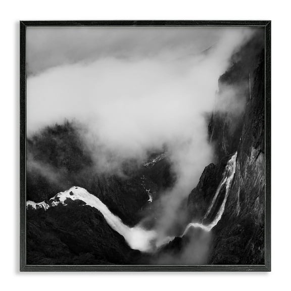 Stupell Industries Foggy Mountain Crags Abstract Photography Black Framed Art Print Wall Art, 12 x 12