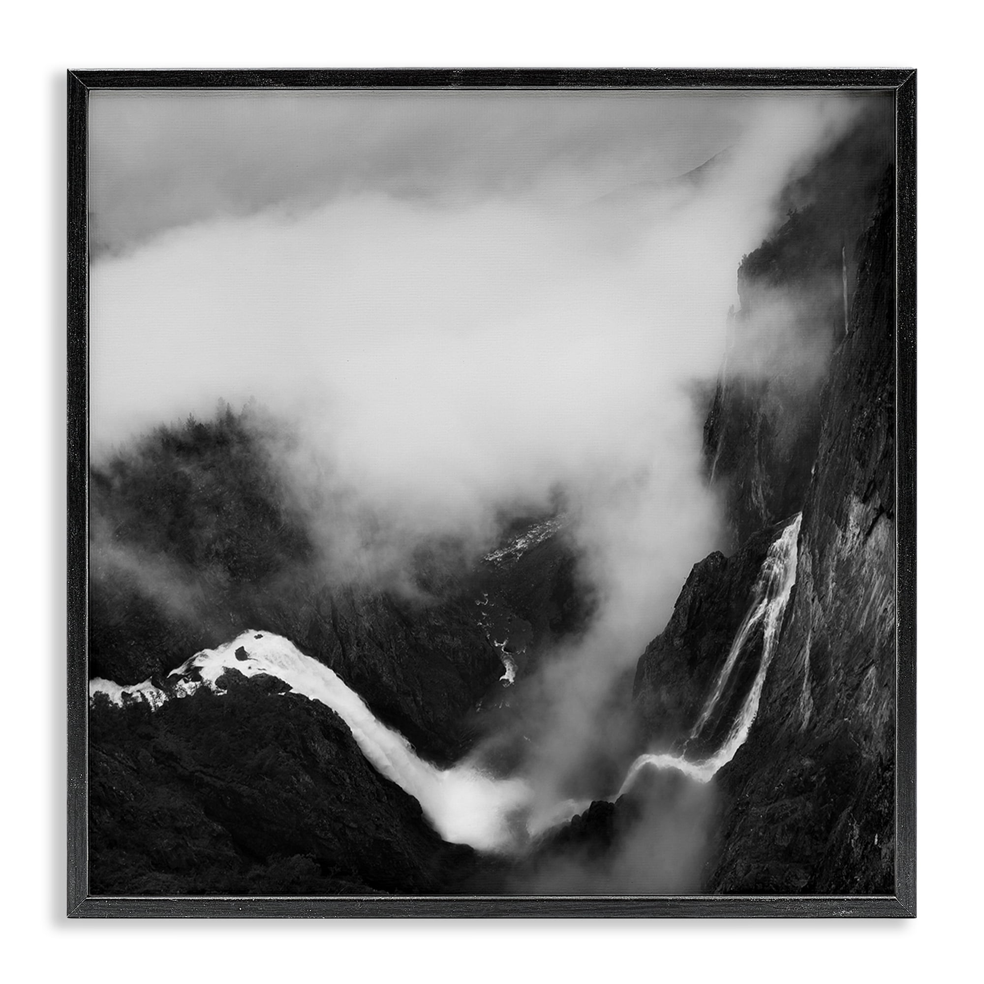 Stupell Industries Foggy Mountain Crags Abstract Photography Black Framed Art Print Wall Art, 24 x 24