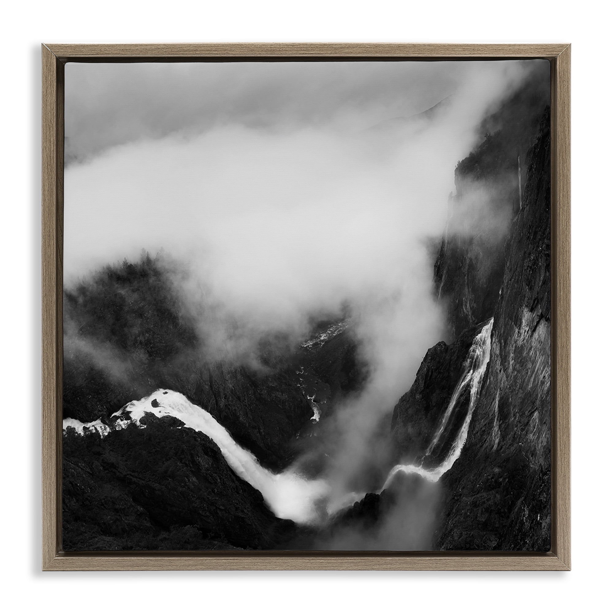 Stupell Industries Foggy Mountain Crags Abstract Photography Brown Floater Framed Canvas Art Print Wall Art, 25 x 25