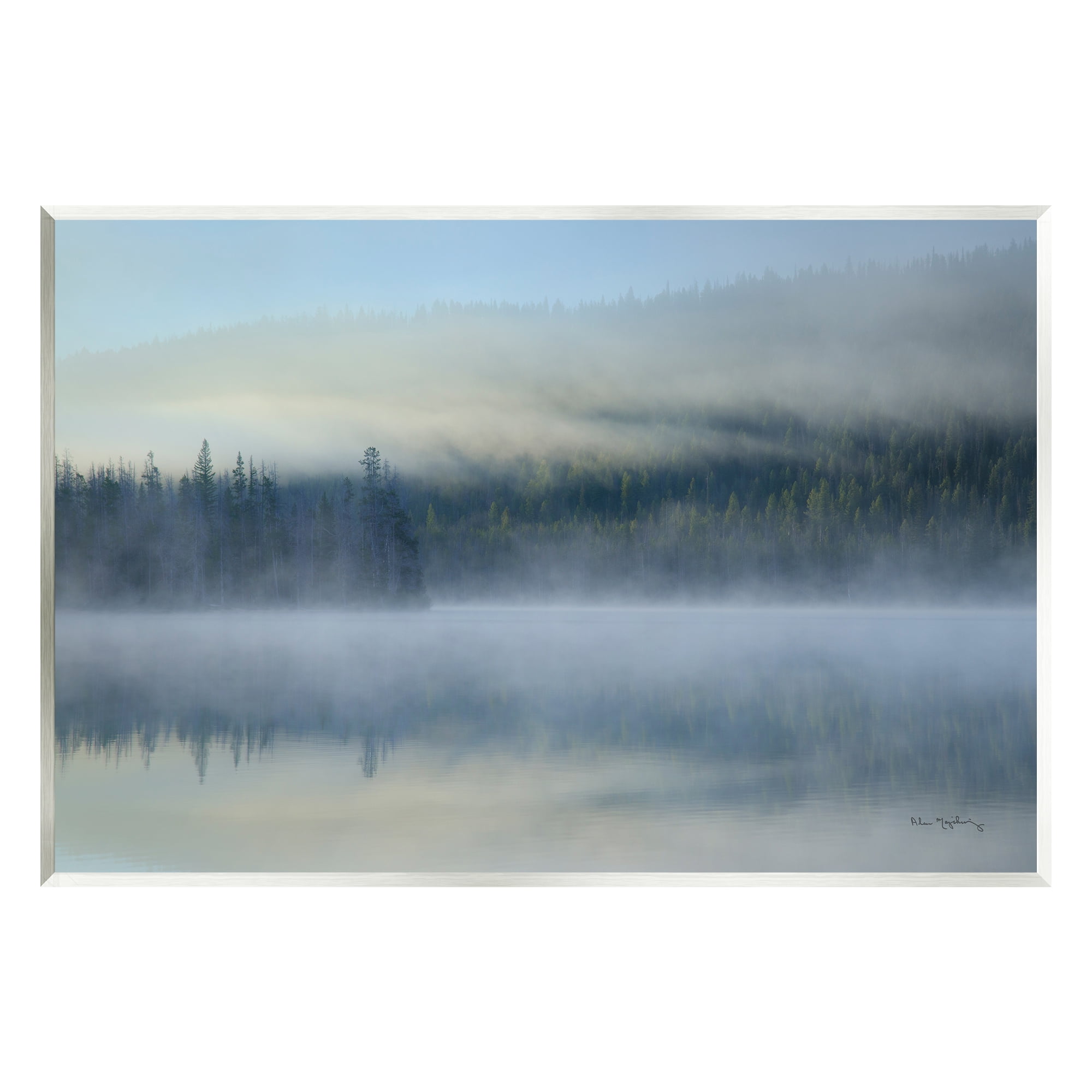 Stupell Industries Foggy Mountain Lake Scenery Nature Photography Unframed Art Print Wall Art, 15 x 10