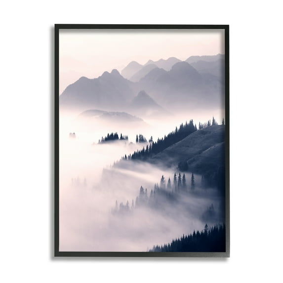 Stupell Industries Foggy Mountain Nature Nature Photography Black Framed Art Print Wall Art, 11 x 14
