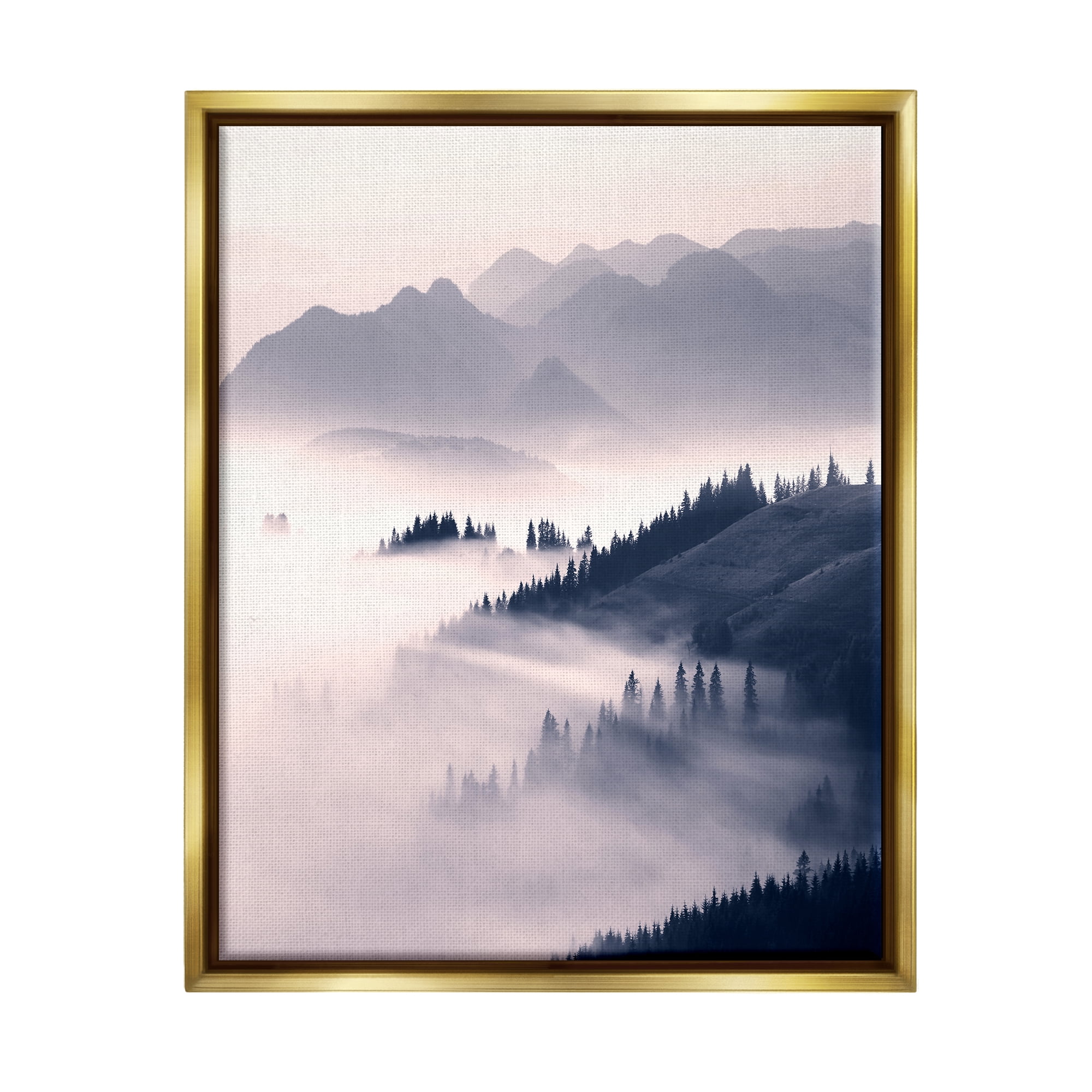 Stupell Industries Foggy Mountain Nature Nature Photography Gold Floater Framed Art Print Wall Art, 25 x 31