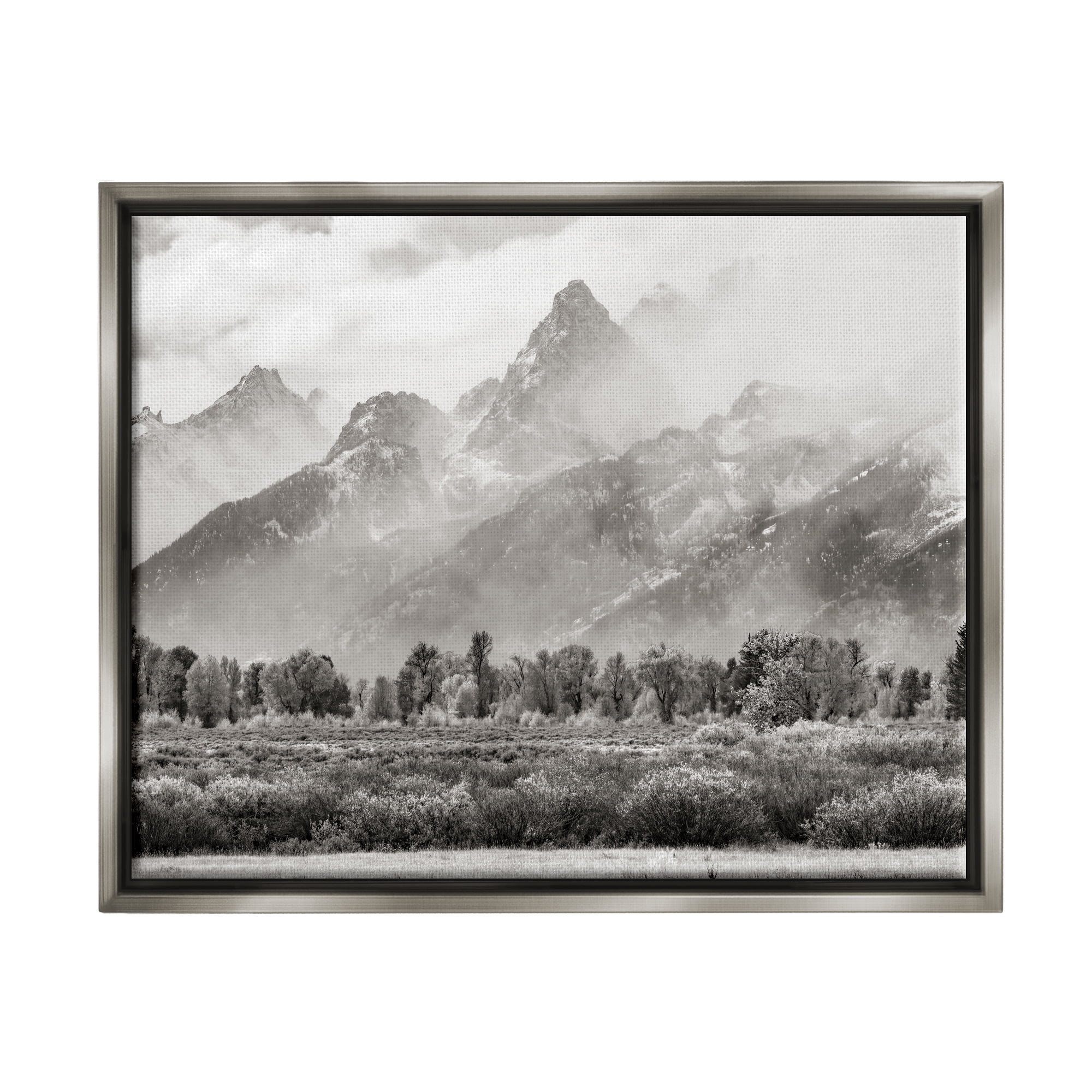 Stupell Industries Foggy Mountain Peaks Landscape Landscape Photography Gray Floater Framed Art Print Wall Art