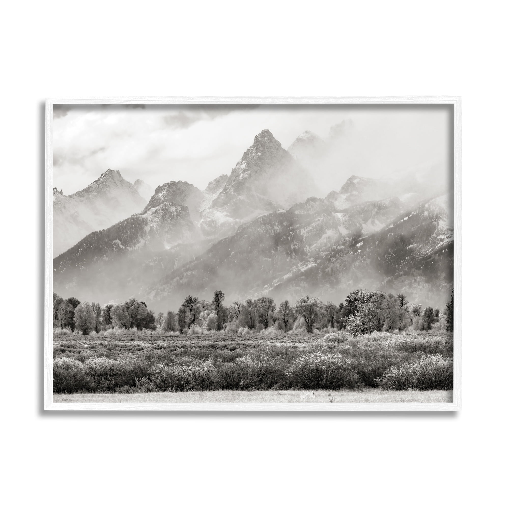 Stupell Industries Foggy Mountain Peaks Landscape Landscape Photography White Framed Art Print Wall Art