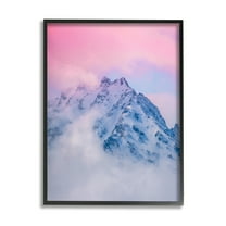 Stupell Industries Foggy Mountain Pink Sky Landscape Photography Black Framed Art Print Wall Art, 11 x 14