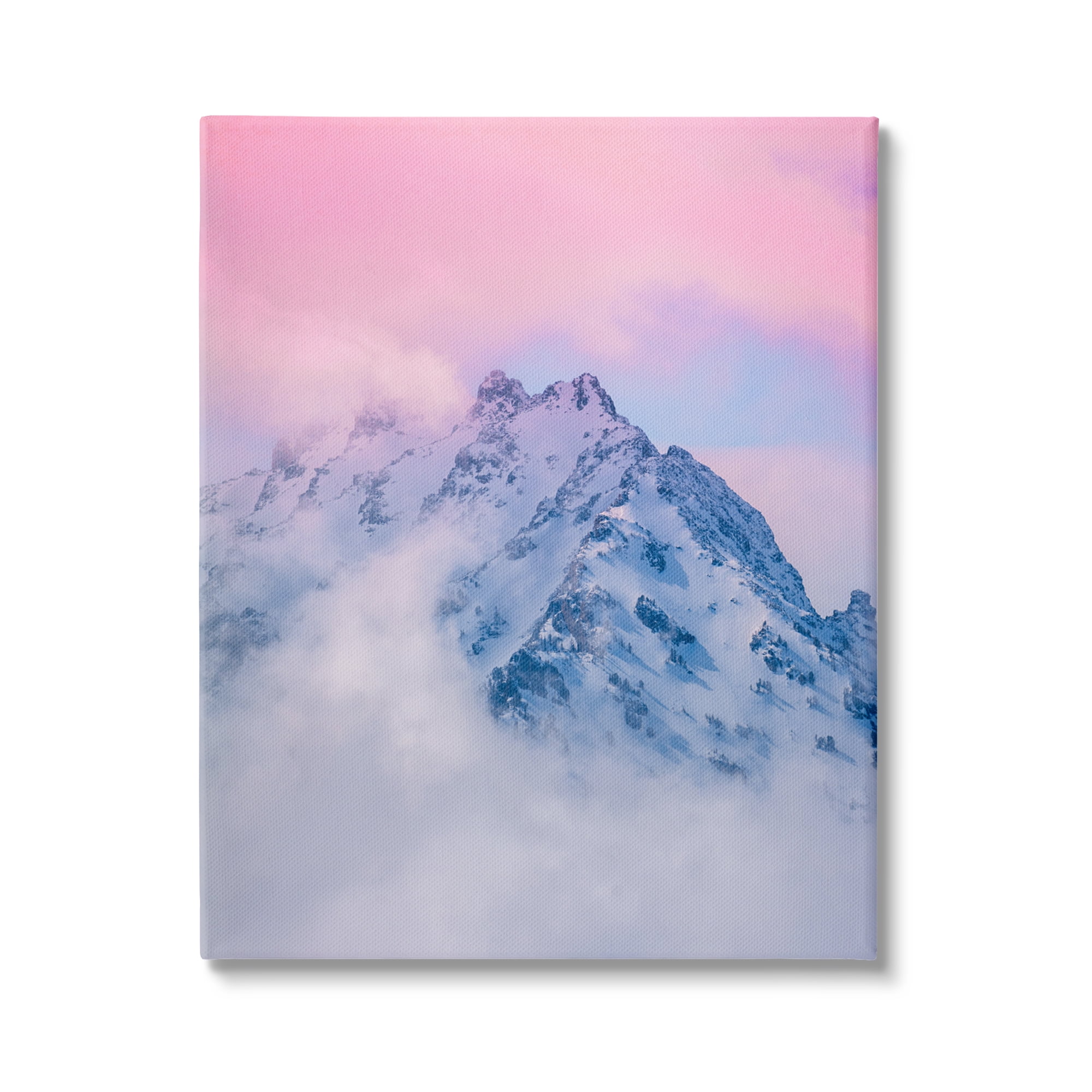 Stupell Industries Foggy Mountain Pink Sky Landscape Photography Gallery Wrapped Canvas Art Print Wall Art, 24 x 30
