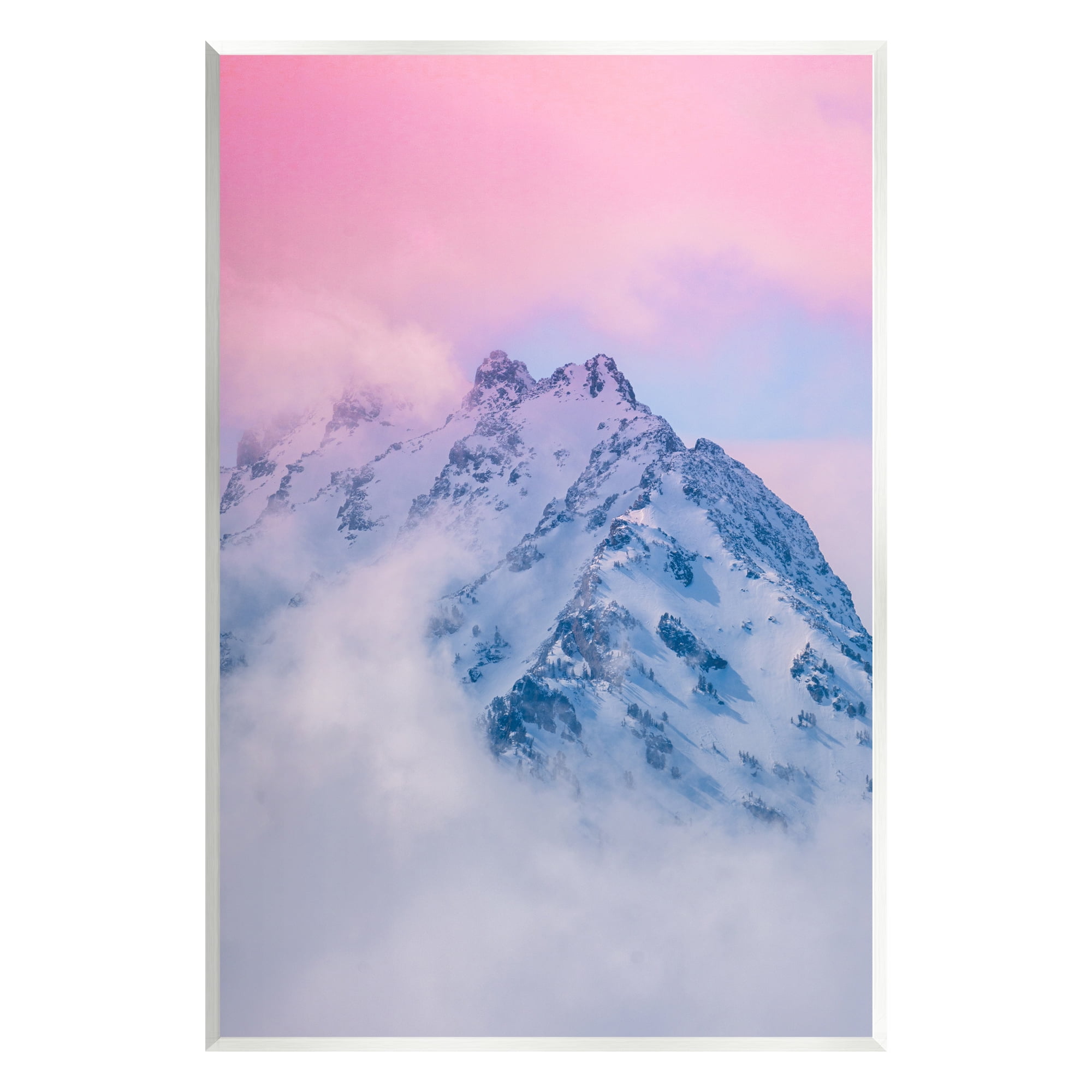 Stupell Industries Foggy Mountain Pink Sky Landscape Photography Unframed Art Print Wall Art, 13 x 19