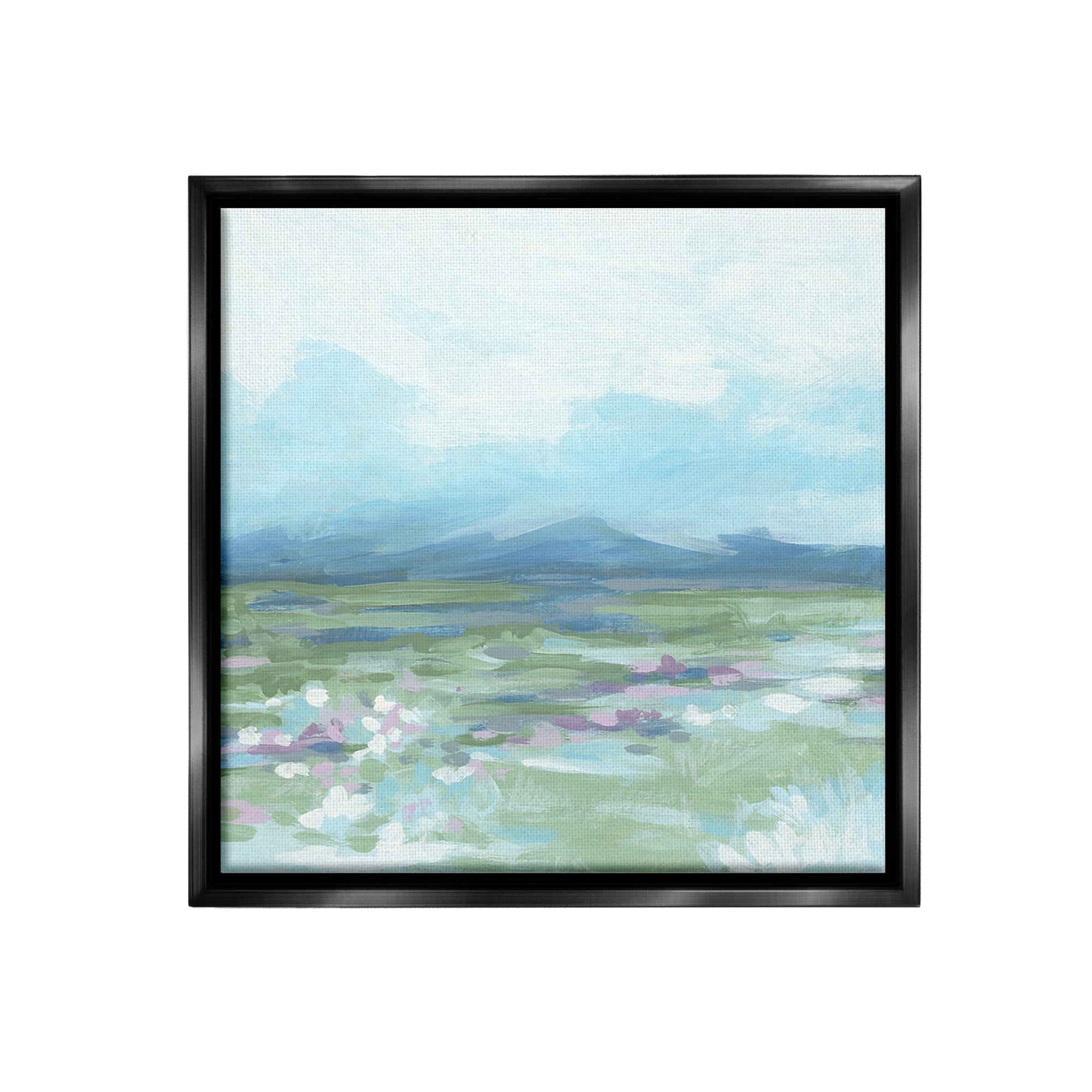 Stupell Industries Foggy Mountain Valley Landscape Painting Black Floater Framed Canvas Art Print Wall Art, 18 x 18