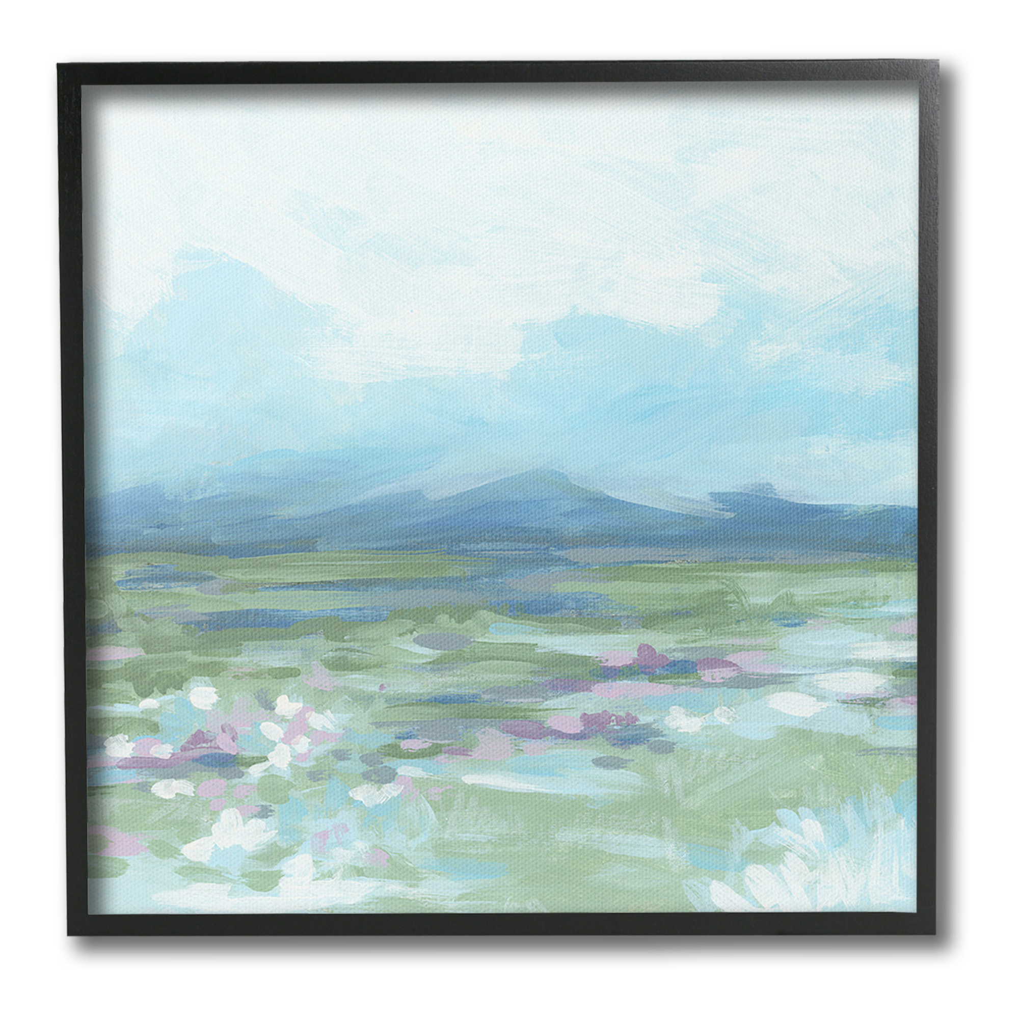 Stupell Industries Foggy Mountain Valley Landscape Painting Black Framed Art Print Wall Art, 17 x 17