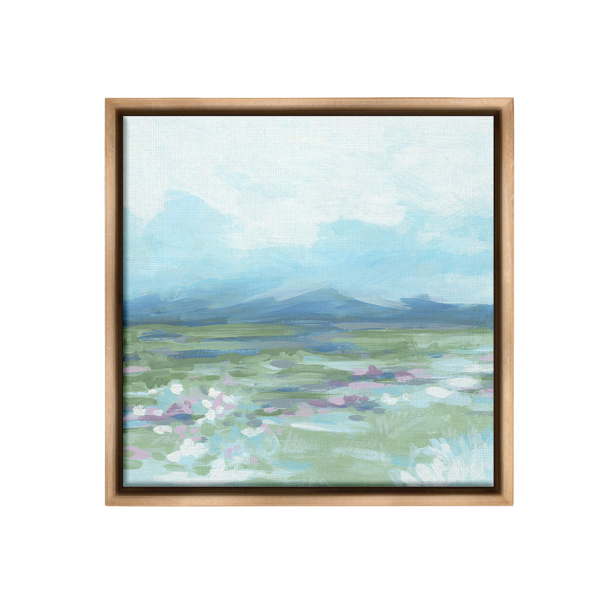 Stupell Industries Foggy Mountain Valley Landscape Painting Brown Floater Framed Canvas Art Print Wall Art, 18 x 18