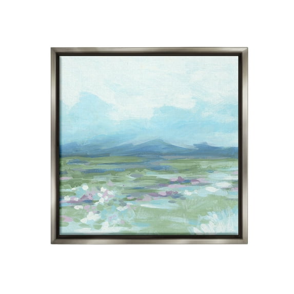 Stupell Industries Foggy Mountain Valley Landscape Painting Gray Floater Framed Canvas Art Print Wall Art, 18 x 18