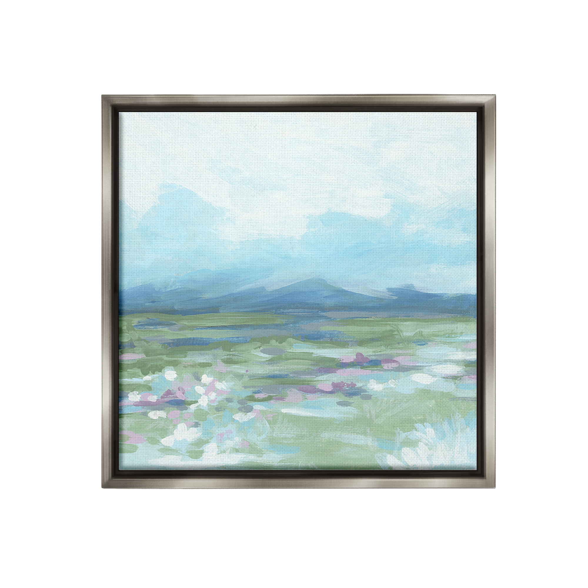 Stupell Industries Foggy Mountain Valley Landscape Painting Gray Floater Framed Canvas Art Print Wall Art, 25 x 25