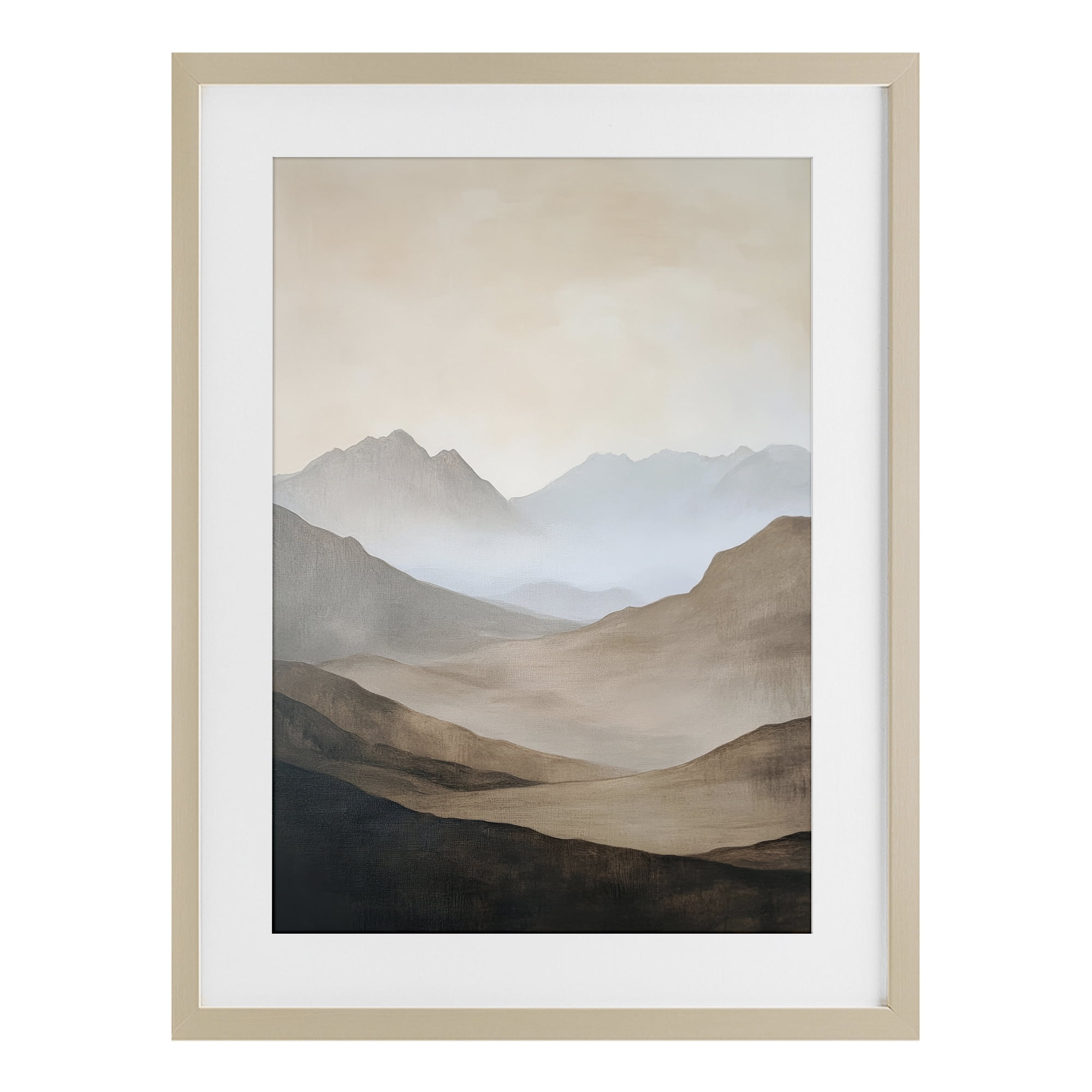 Stupell Industries Foggy Mountains Over Valley Birch Framed Print Under Glass, design by Petal Prints Design
