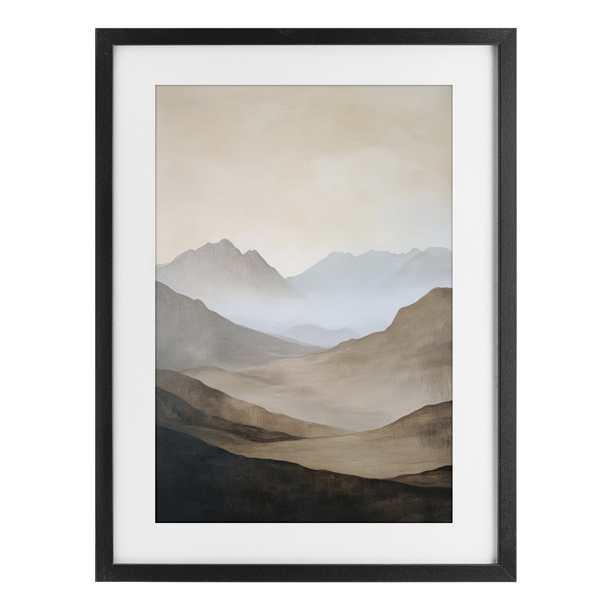 Stupell Industries Foggy Mountains Over Valley Black Framed Print Under Glass, design by Petal Prints Design