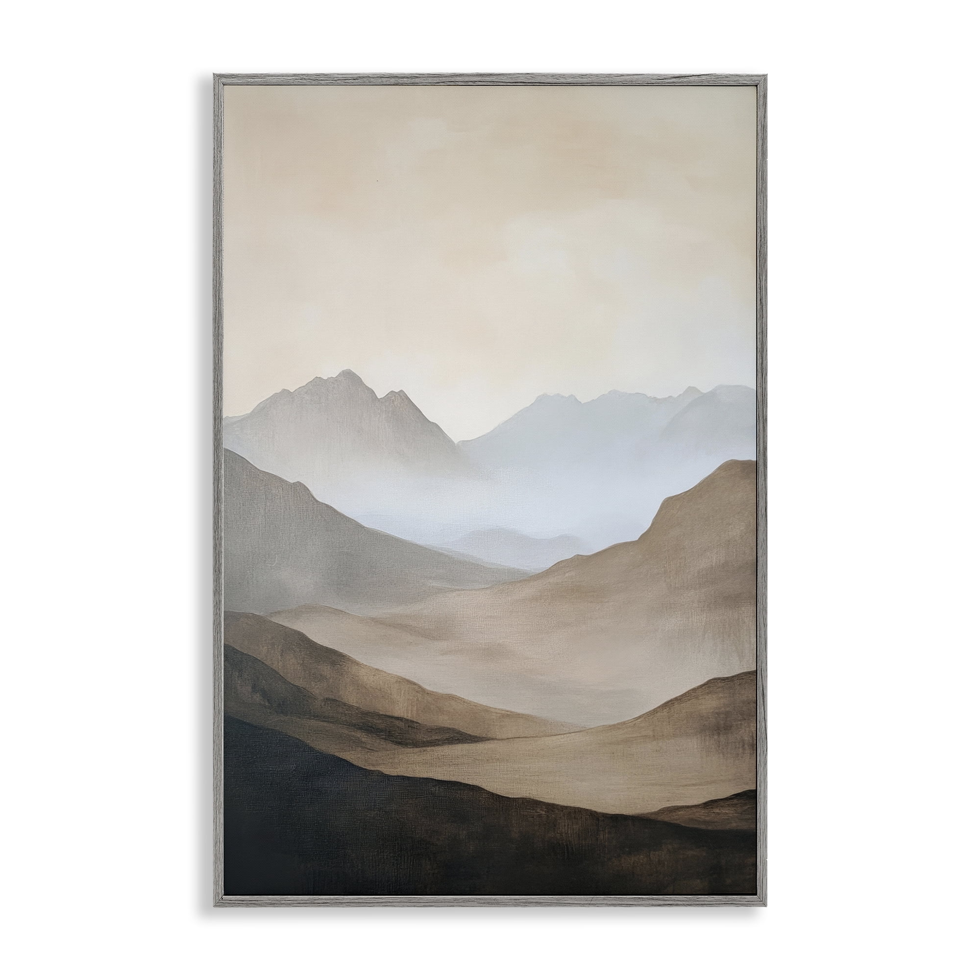 Stupell Industries Foggy Mountains Over Valley Gray Framed Giclee Art, design by Petal Prints Design
