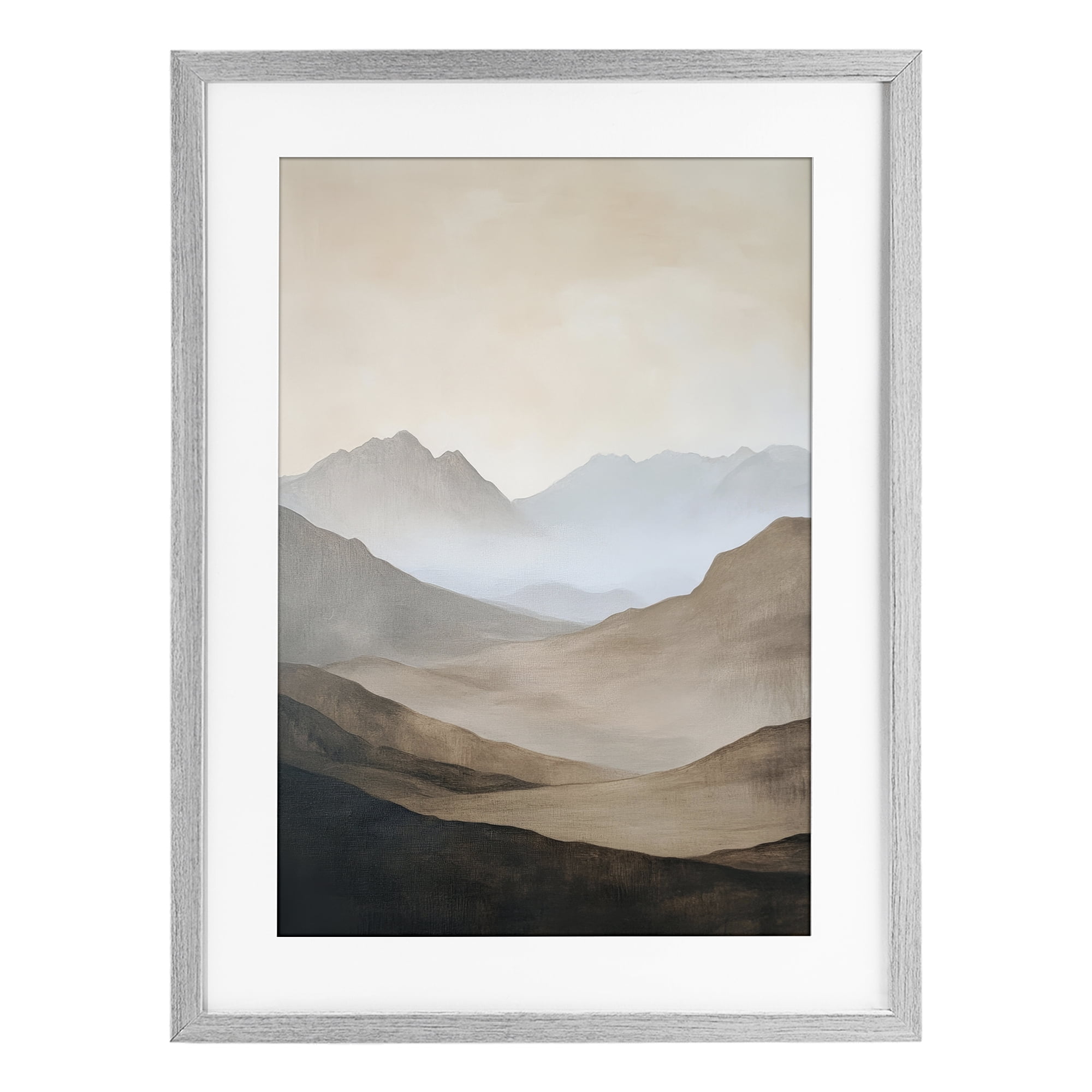 Stupell Industries Foggy Mountains Over Valley Gray Framed Print Under Glass, design by Petal Prints Design