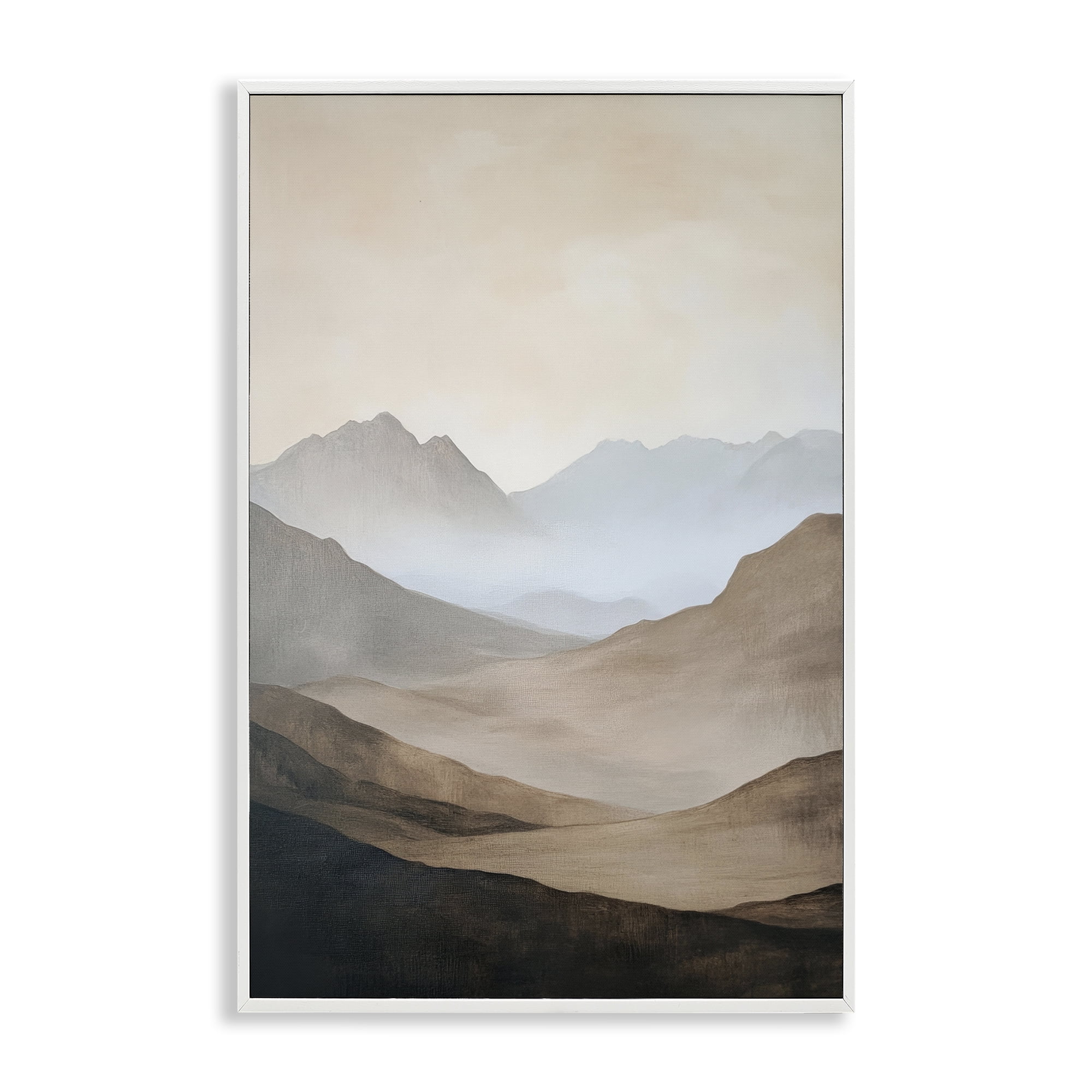 Stupell Industries Foggy Mountains Over Valley White Framed Giclee Art, design by Petal Prints Design