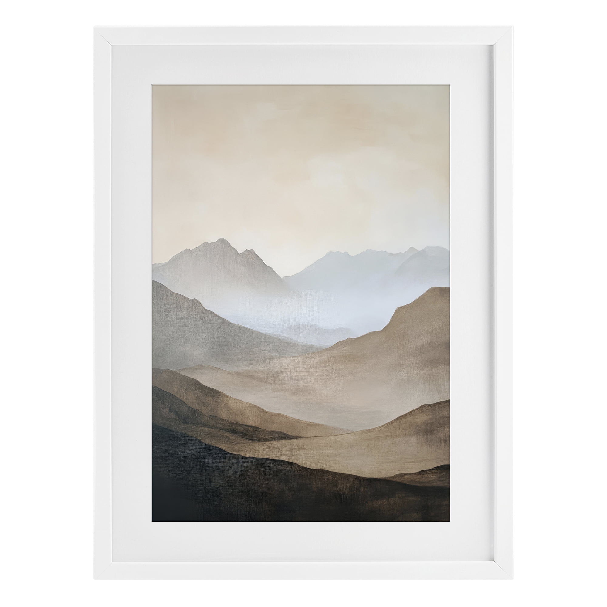 Stupell Industries Foggy Mountains Over Valley White Framed Print Under Glass, design by Petal Prints Design