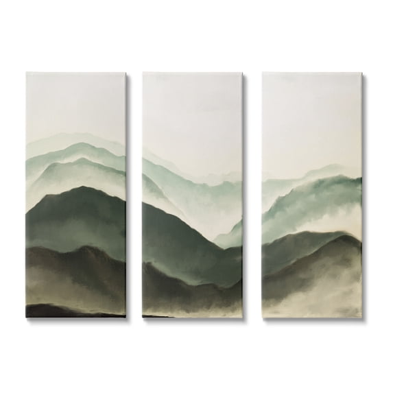 Stupell Industries Foggy Mountains Scenery Watercolor Soft Brush Painting,10 x 24, Design by JJ Design House LLC