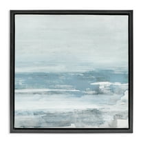 Stupell Industries Foggy Ocean Abstraction Abstract Painting Black Floater Framed Canvas Art Print Wall Art, 18 x 18