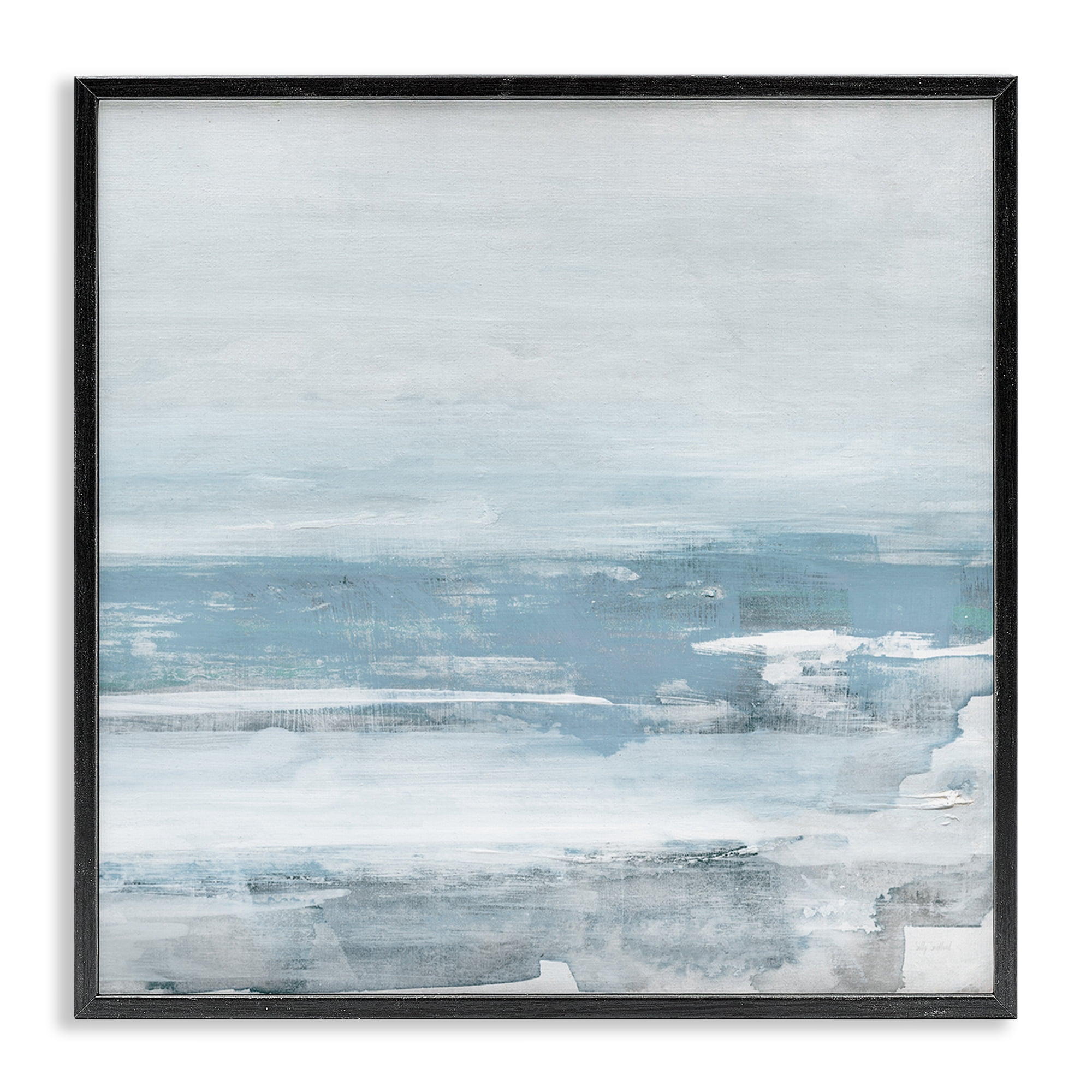 Stupell Industries Foggy Ocean Abstraction Abstract Painting Black Framed Art Print Wall Art, 24 x 24