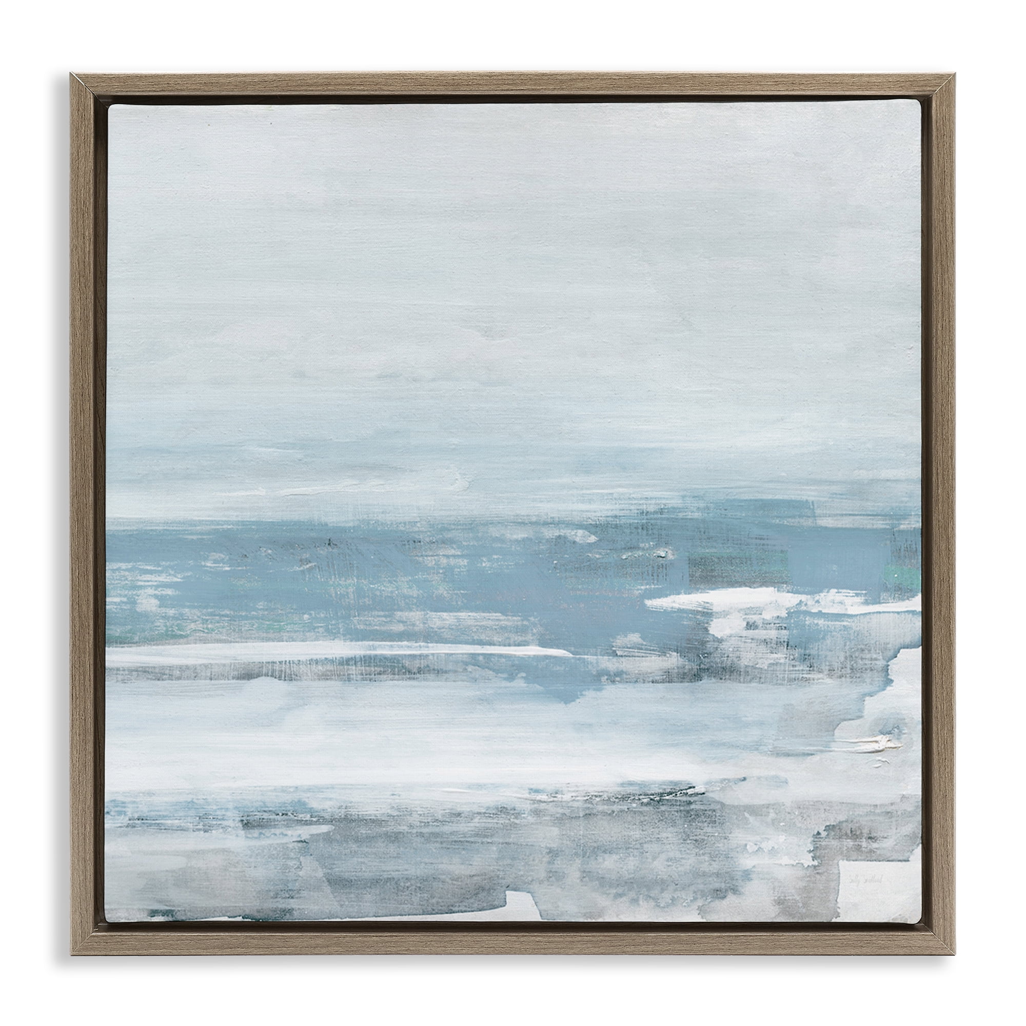 Stupell Industries Foggy Ocean Abstraction Abstract Painting Brown Floater Framed Canvas Art Print Wall Art, 25 x 25