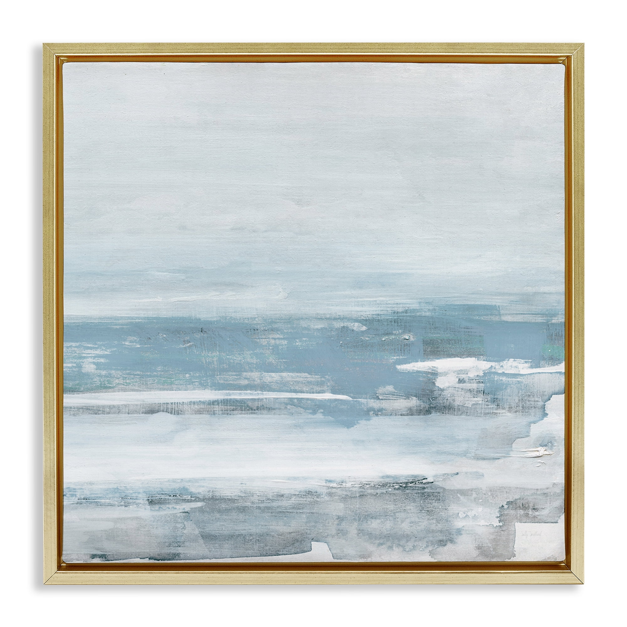 Stupell Industries Foggy Ocean Abstraction Abstract Painting Gold Floater Framed Canvas Art Print Wall Art, 25 x 25