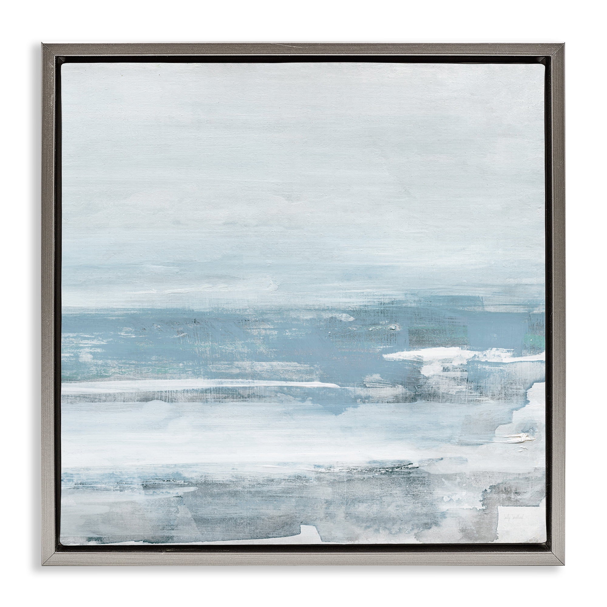 Stupell Industries Foggy Ocean Abstraction Abstract Painting Gray Floater Framed Canvas Art Print Wall Art, 25 x 25