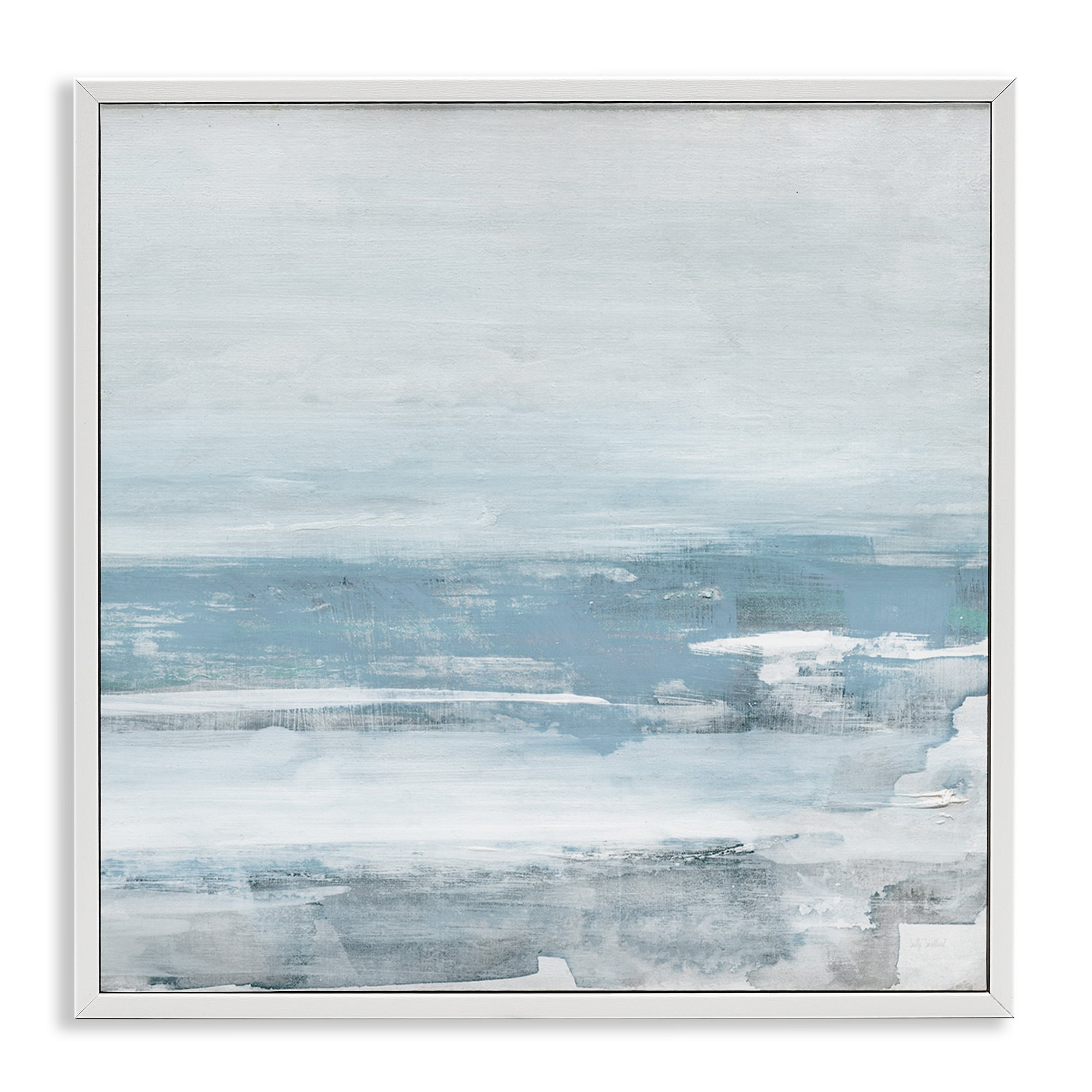 Stupell Industries Foggy Ocean Abstraction Abstract Painting White Framed Art Print Wall Art, 24 x 24