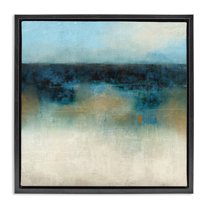 Stupell Industries Foggy Ocean Beach Scene Coastal Painting Black Floater Framed Canvas Art Print Wall Art, 18 x 18