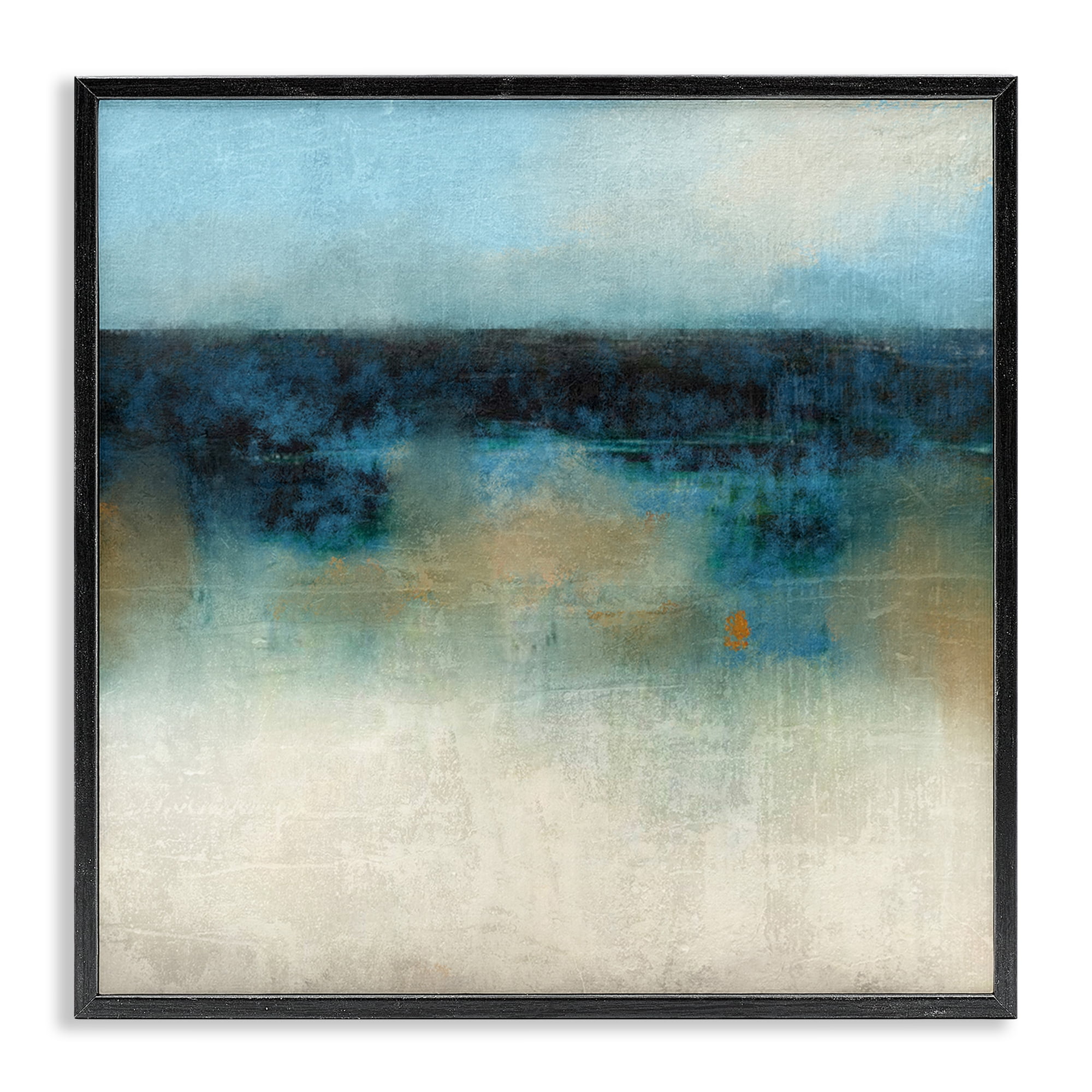 Stupell Industries Foggy Ocean Beach Scene Coastal Painting Black Framed Art Print Wall Art, 17 x 17
