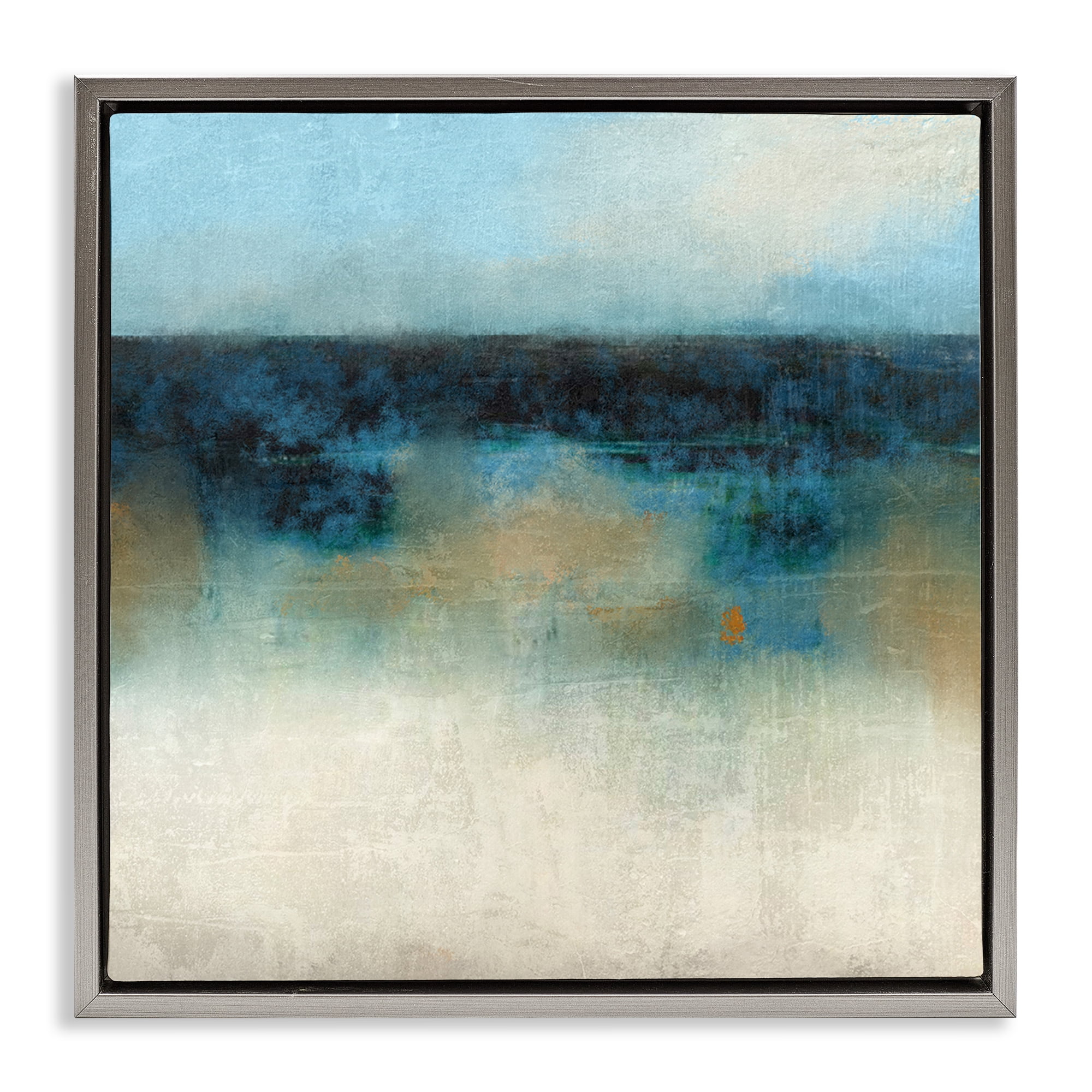 Stupell Industries Foggy Ocean Beach Scene Coastal Painting Gray Floater Framed Canvas Art Print Wall Art, 25 x 25