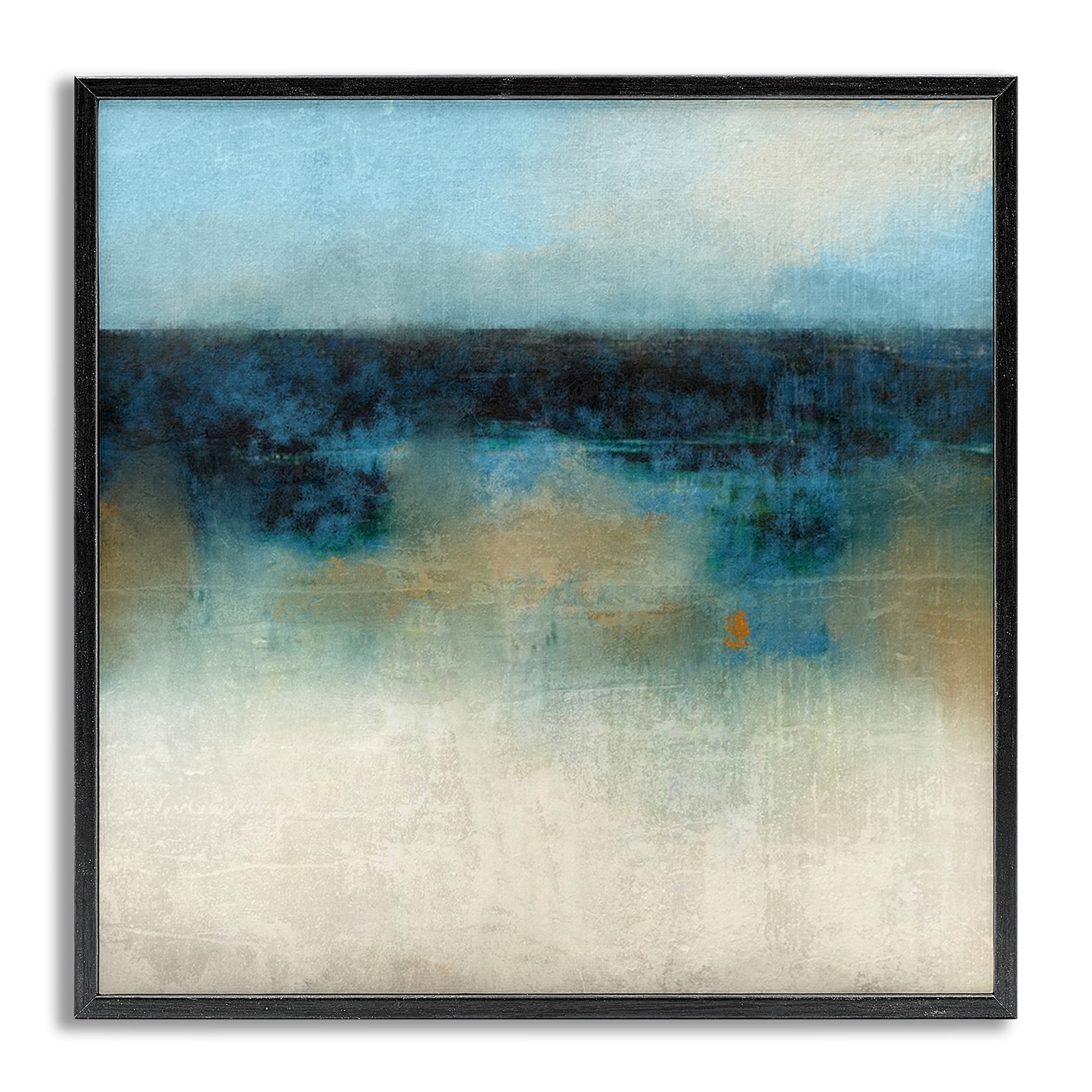 Stupell Industries Foggy Ocean Beach Scene Coastal Painting Gray Framed Art Print Wall Art, 17 x 17
