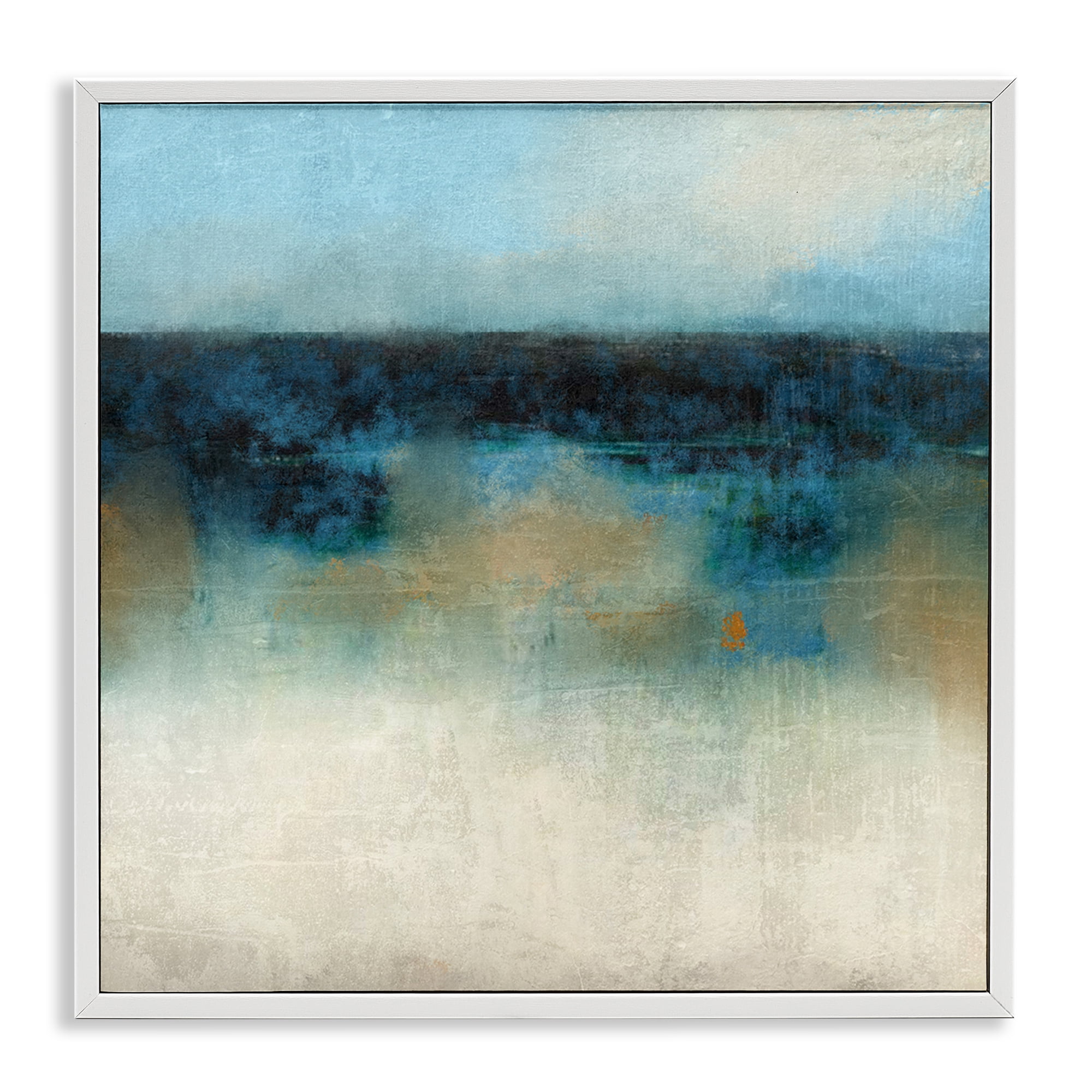 Stupell Industries Foggy Ocean Beach Scene Coastal Painting White Framed Art Print Wall Art, 17 x 17
