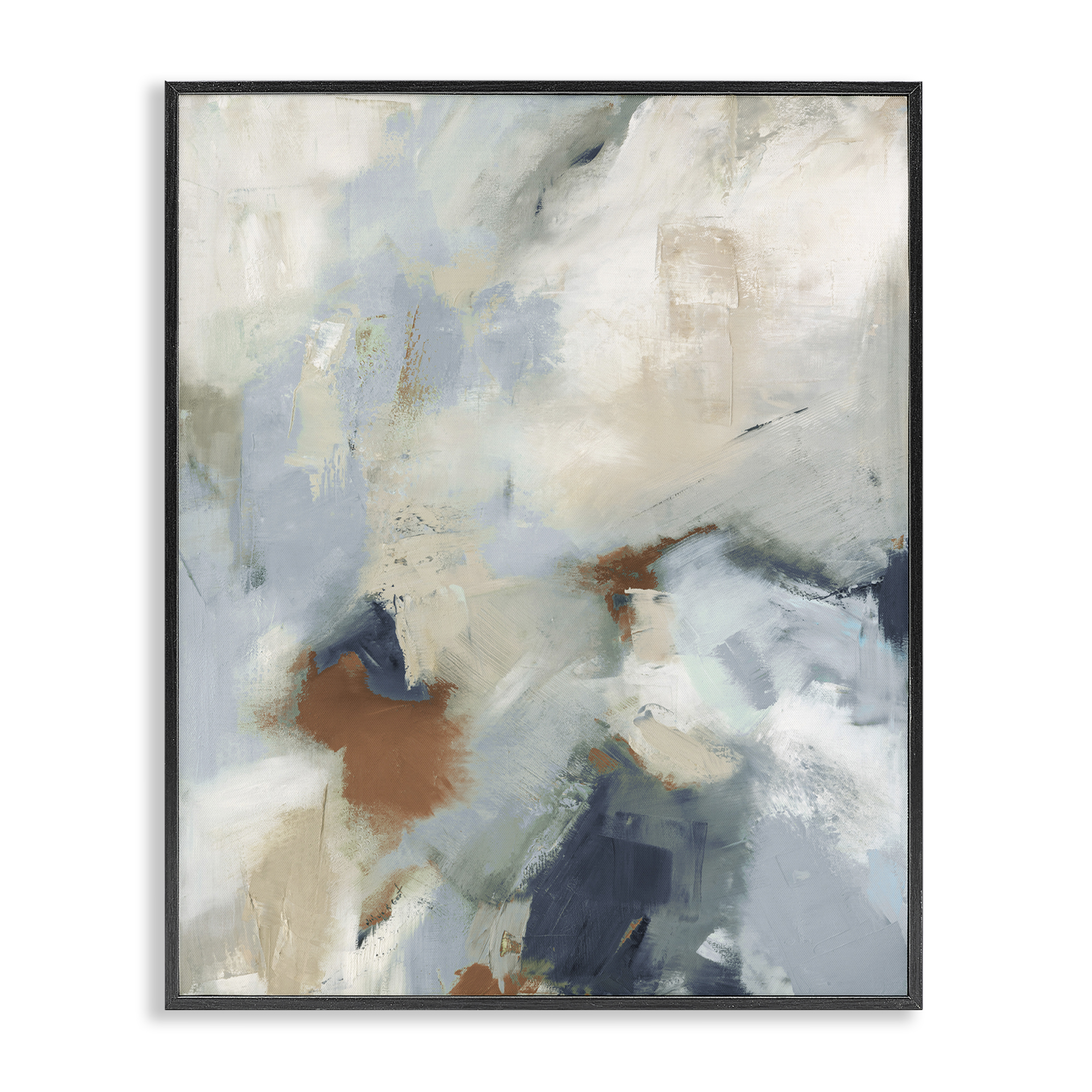 Stupell Industries Foggy Ombre Brush Strokes Abstract Painting Black Framed Art Print Wall Art, 11 x 14