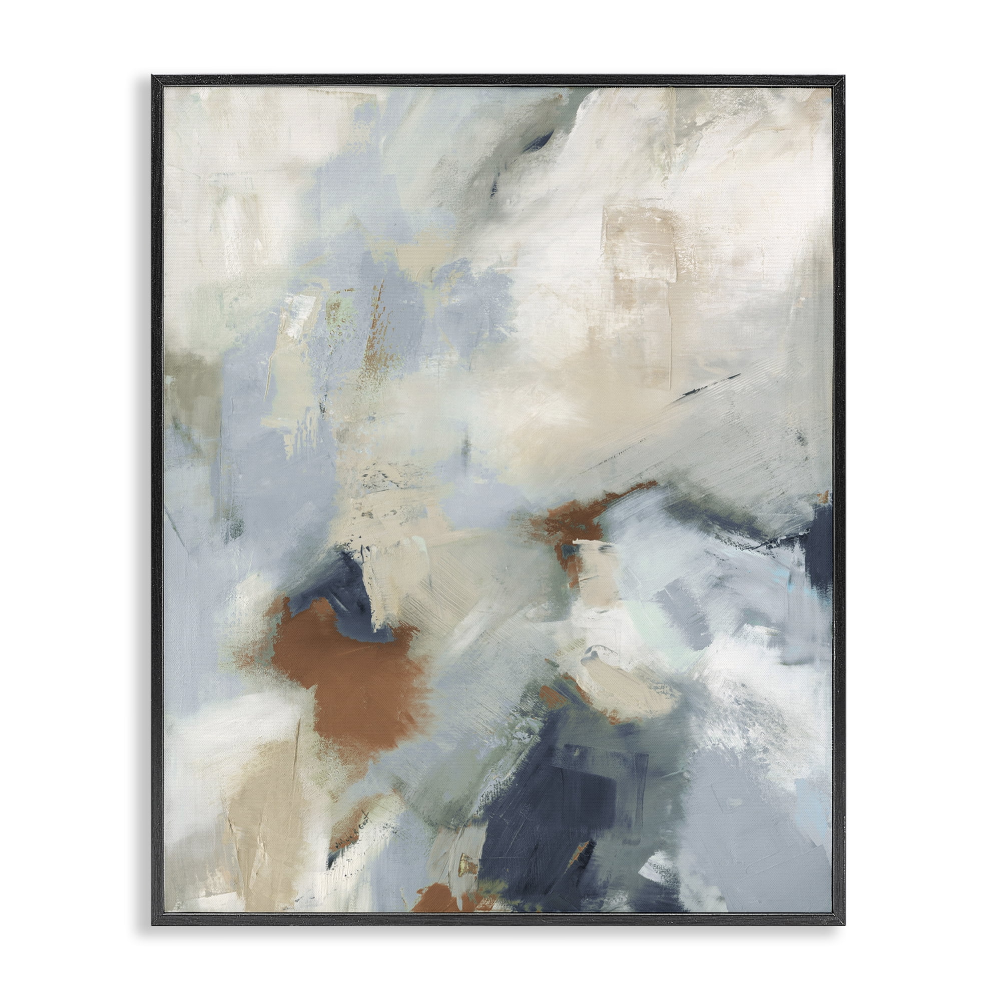 Stupell Industries Foggy Ombre Brush Strokes Abstract Painting Black Framed Art Print Wall Art, 16 x 20