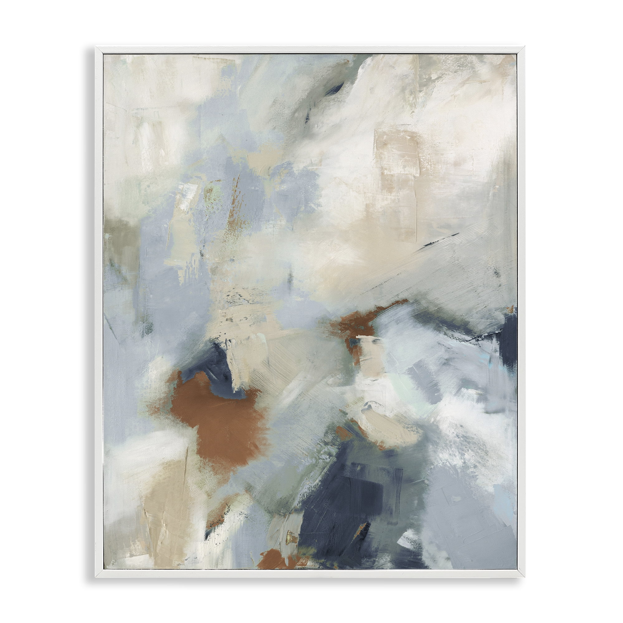 Stupell Industries Foggy Ombre Brush Strokes Abstract Painting White Framed Art Print Wall Art, 11 x 14