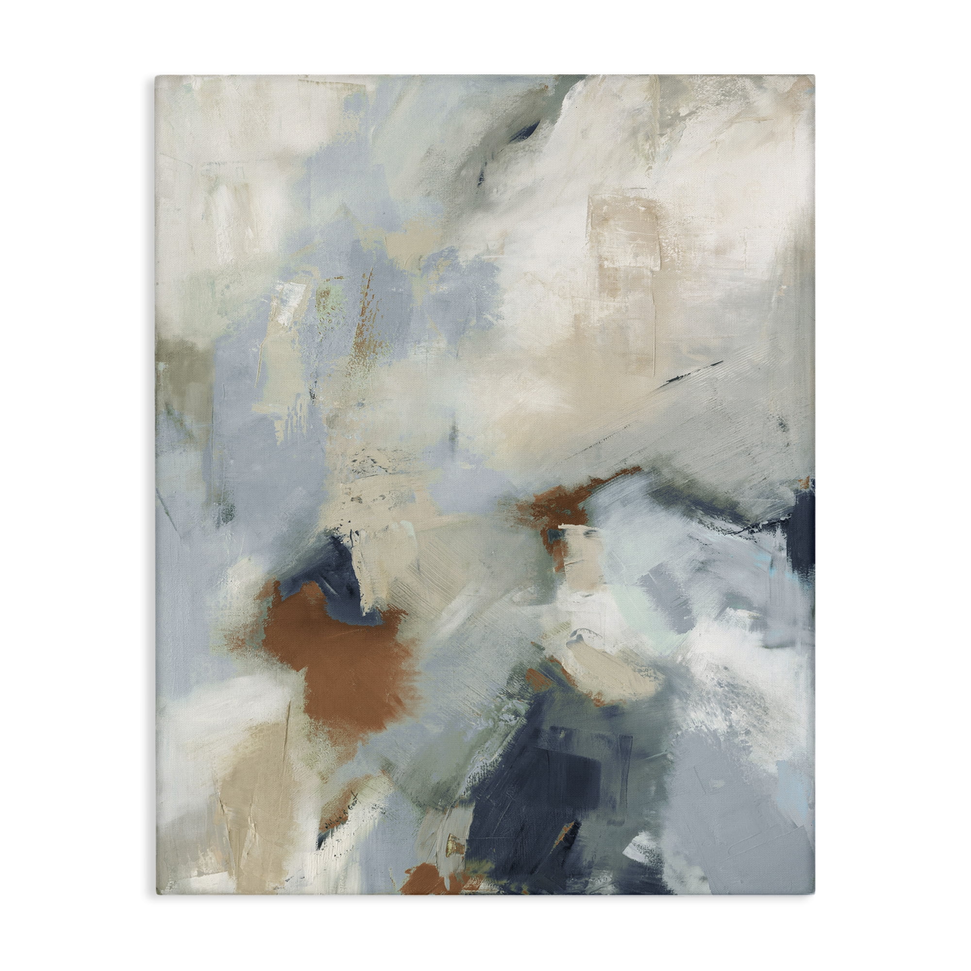 Stupell Industries Foggy Ombre Brush Strokes Abstract Painting Wrapped Canvas Art Print Wall Art, 16 x 20