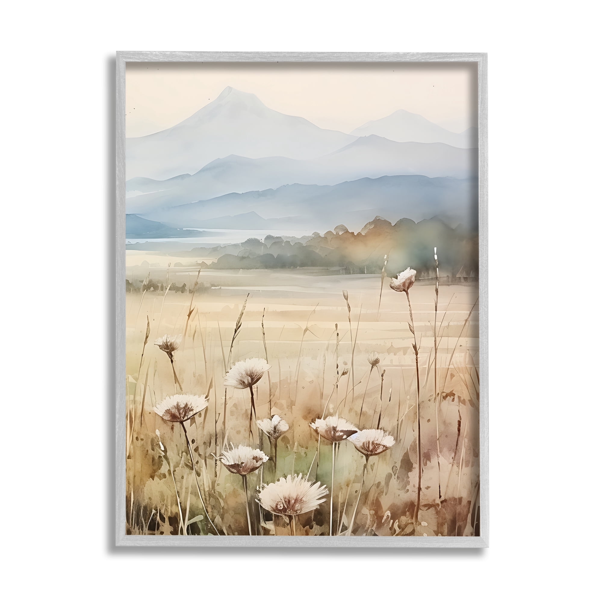Stupell Industries Foggy Peaks Landscape Landscape Painting Gray Framed Art Print Wall Art, 11 x 14