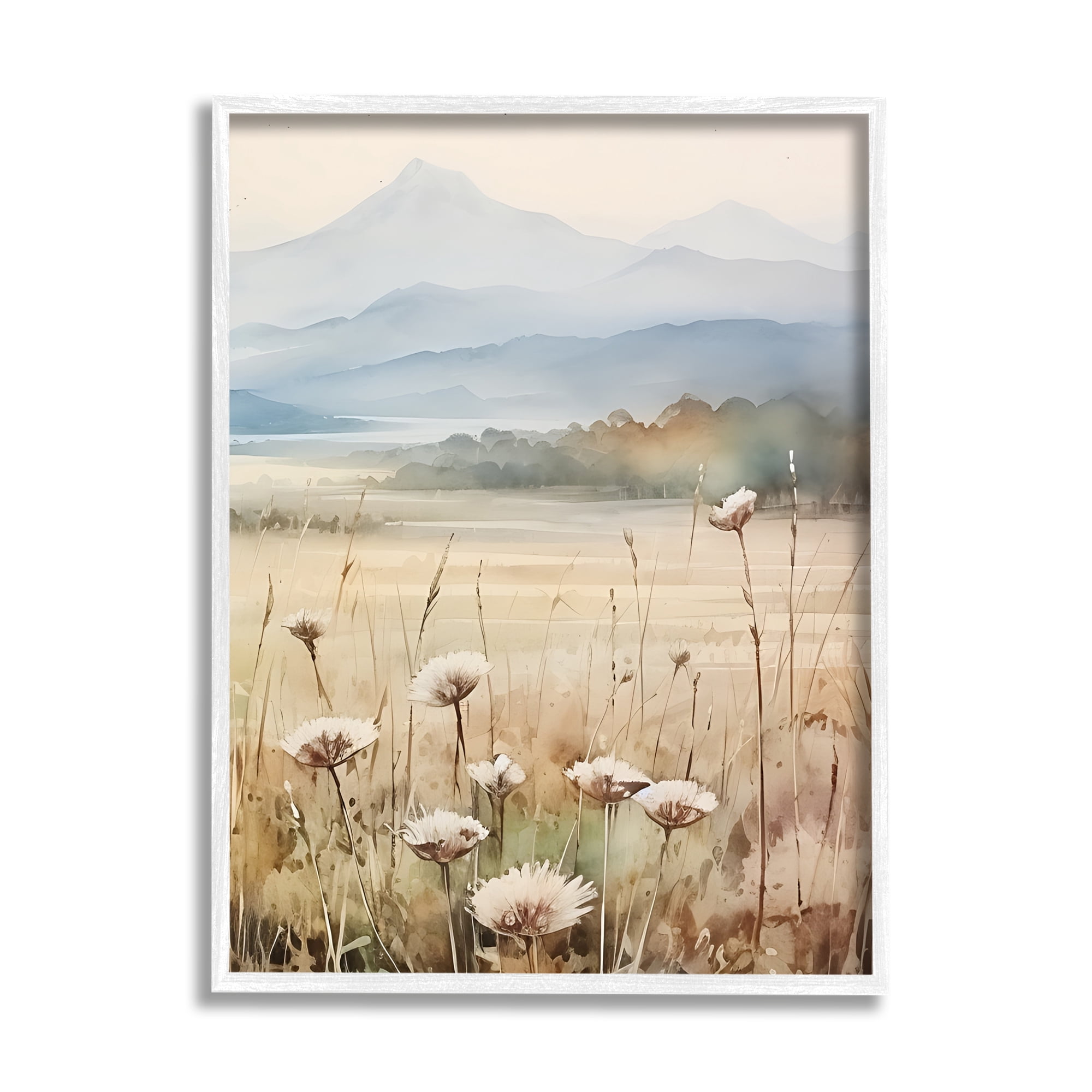 Stupell Industries Foggy Peaks Landscape Landscape Painting White Framed Art Print Wall Art, 24 x 30